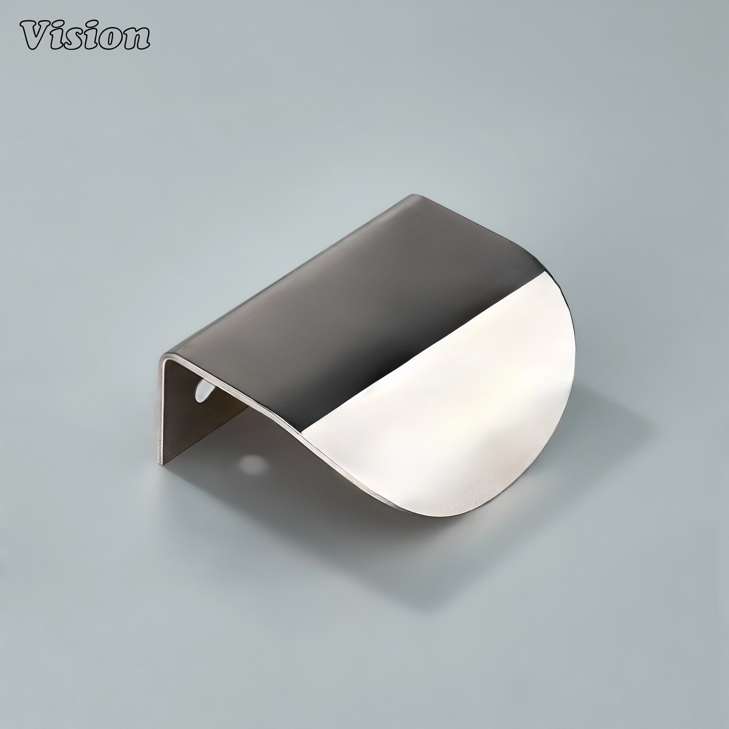 Cabinet handle with plain curved profile in Polished Nickel finish, smooth round edge design for kitchen cabinets