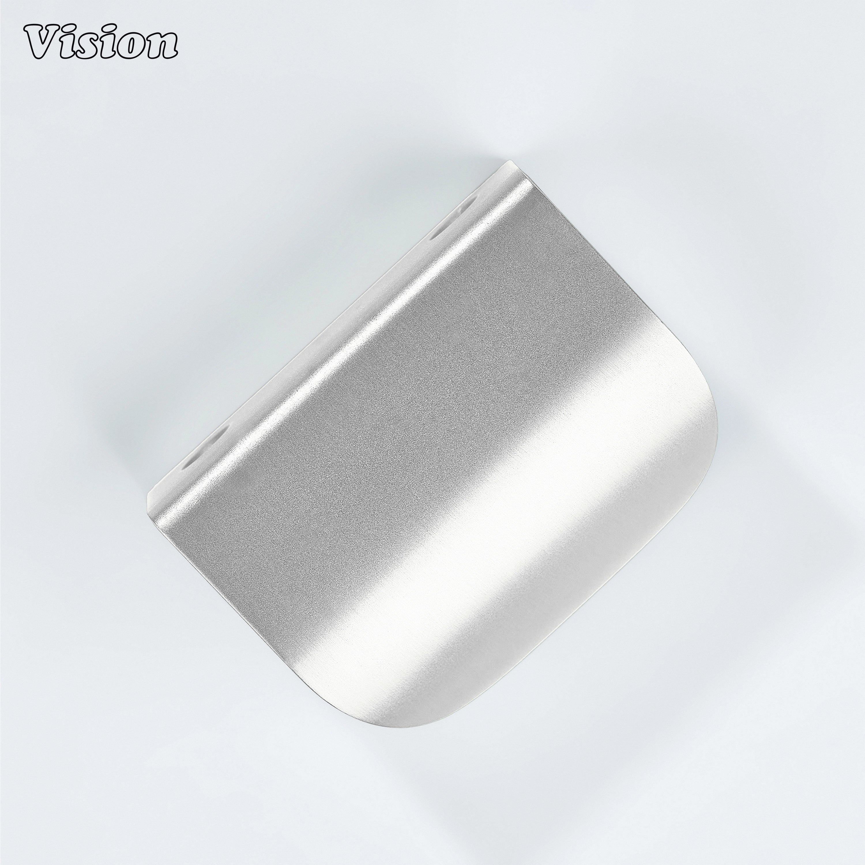 Silver plain curve brass cabinet pull featuring sleek rounded edges, ideal for wardrobes and drawers.