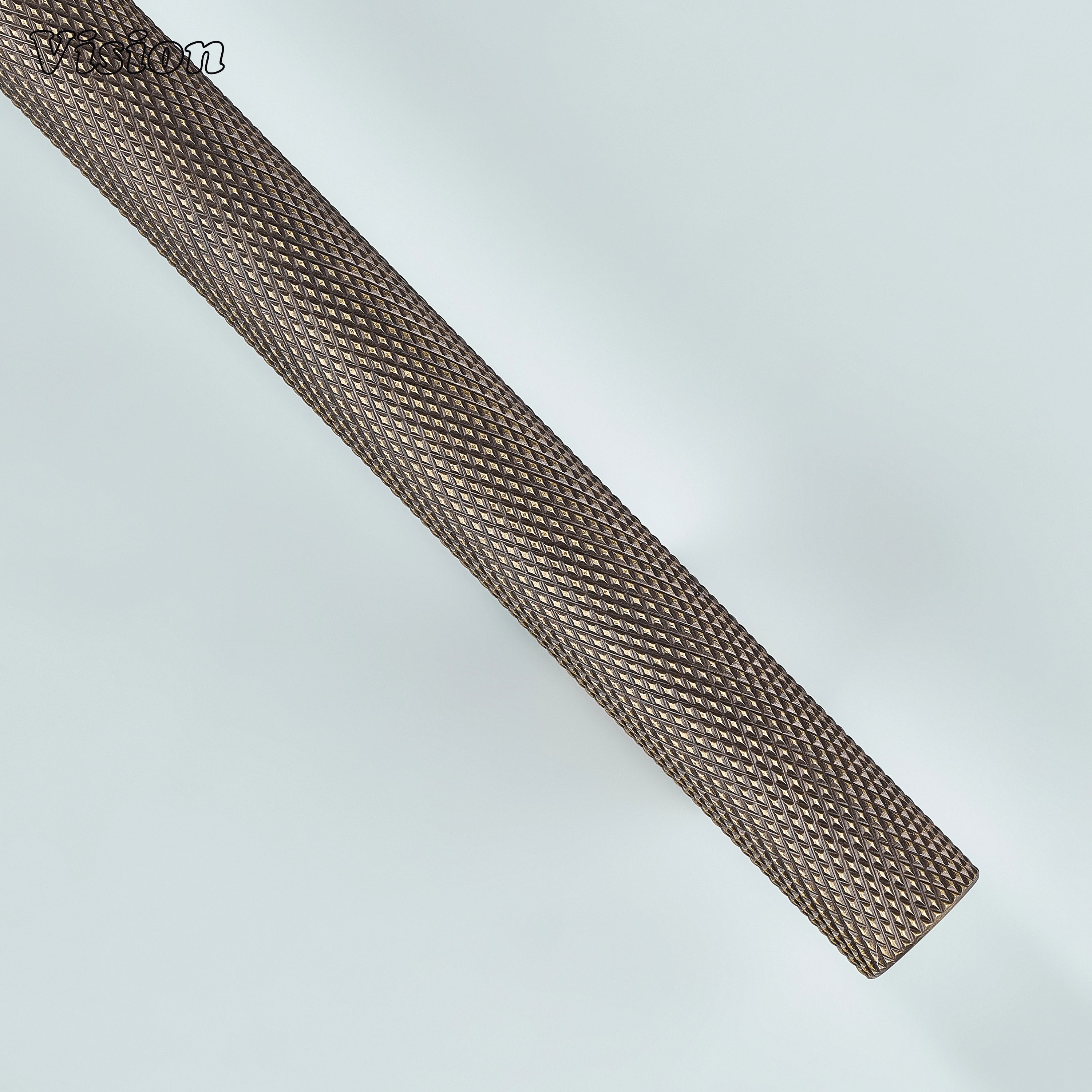 Cabinet handle with full knurled grip in Antique Bronze for drawers