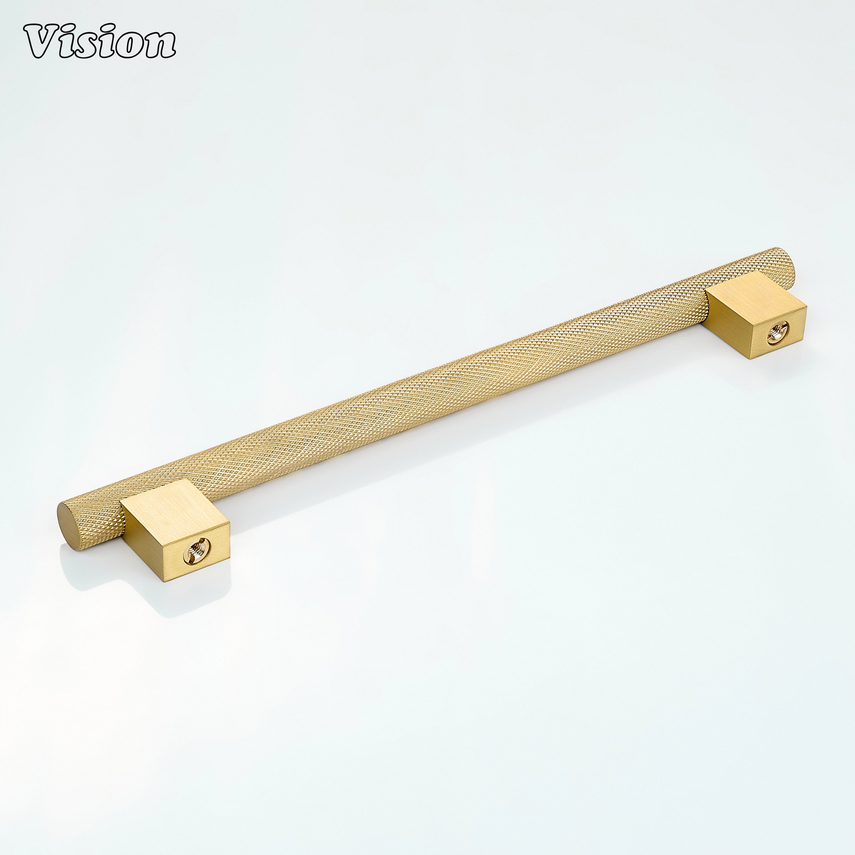 Cabinet handle with knurled bar profile in Gold finish for drawer fronts