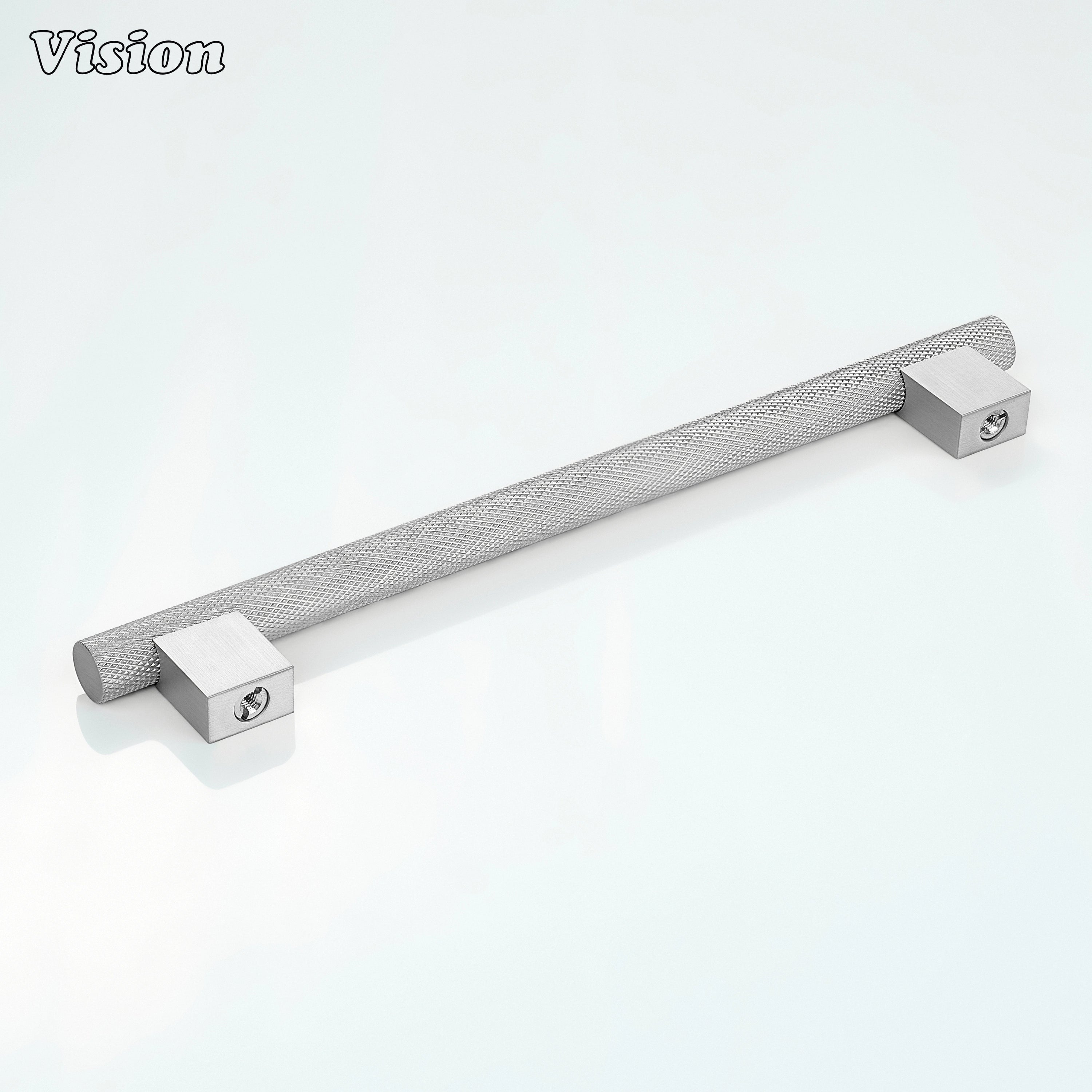 Cabinet handle featuring knurled texture in Silver for drawers