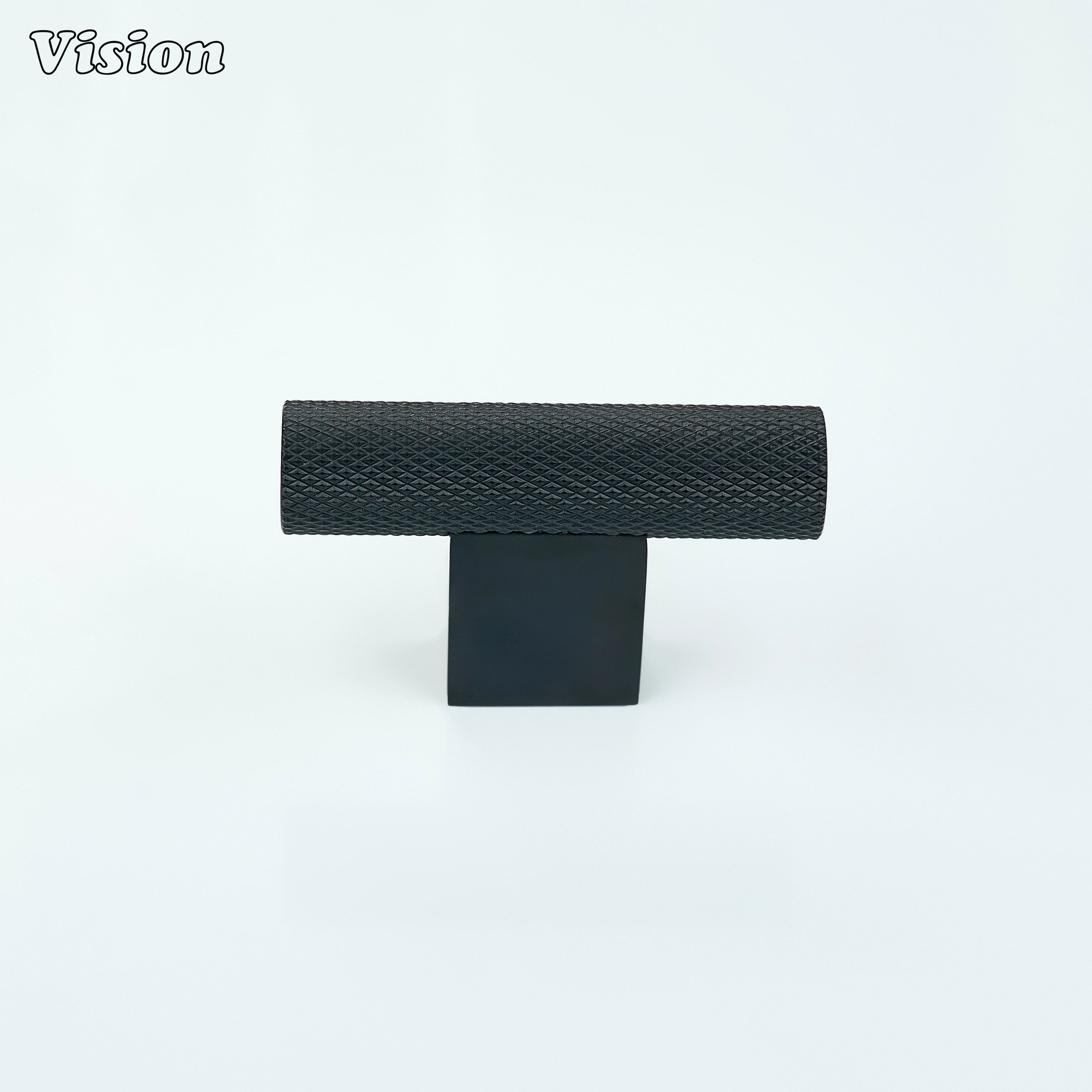 Brass t-knob with knurled grip in Black for wardrobe doors