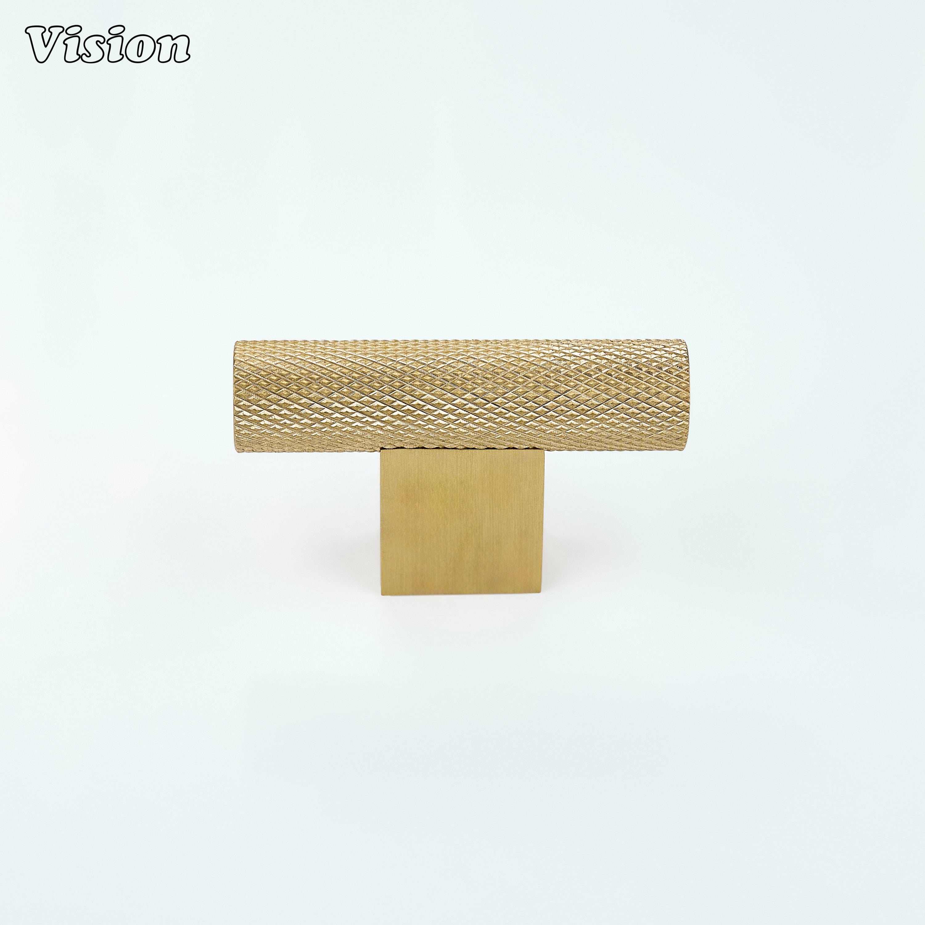 Brass t-knob with knurled profile in Gold finish for wardrobe doors