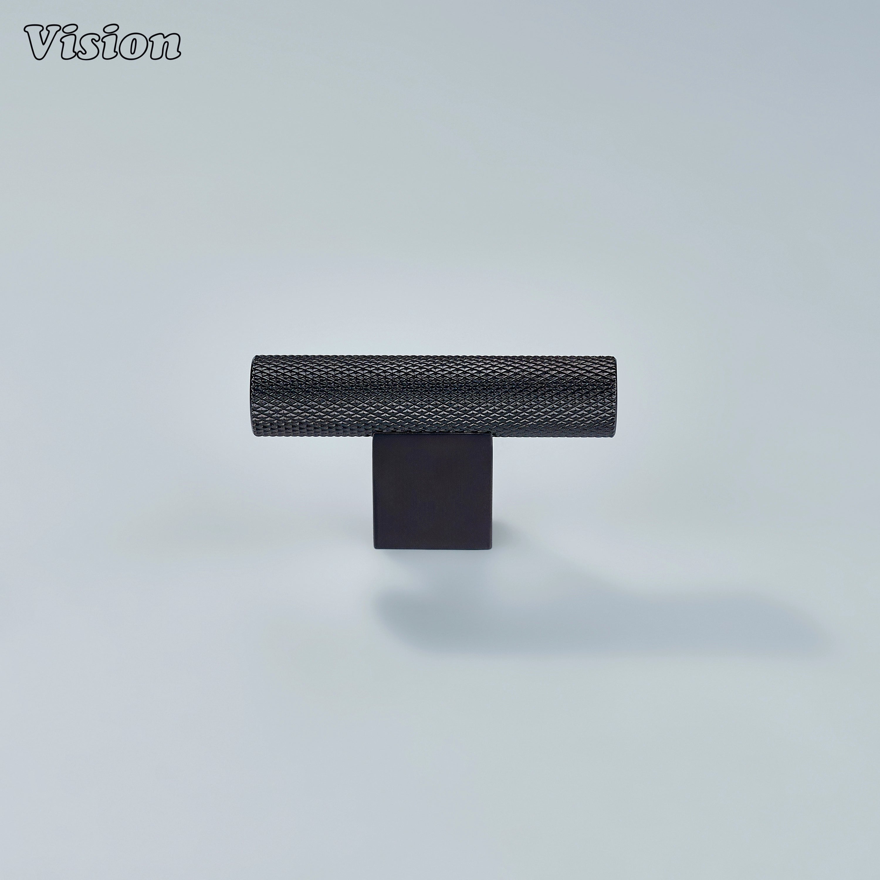 Delta oil rubbed bronze knurled T-knob with squared leg for rich cabinet styling.