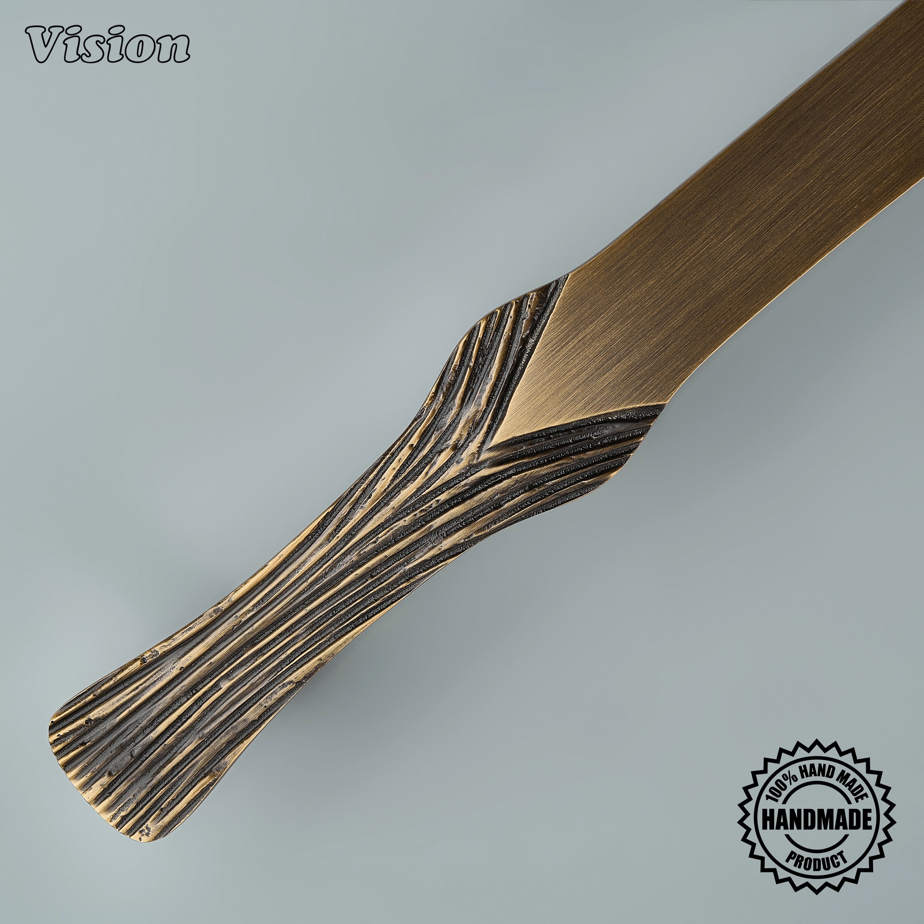 Antique Bronze handcrafted appliance handle with textured ends and smooth center for luxury dishwasher panels.