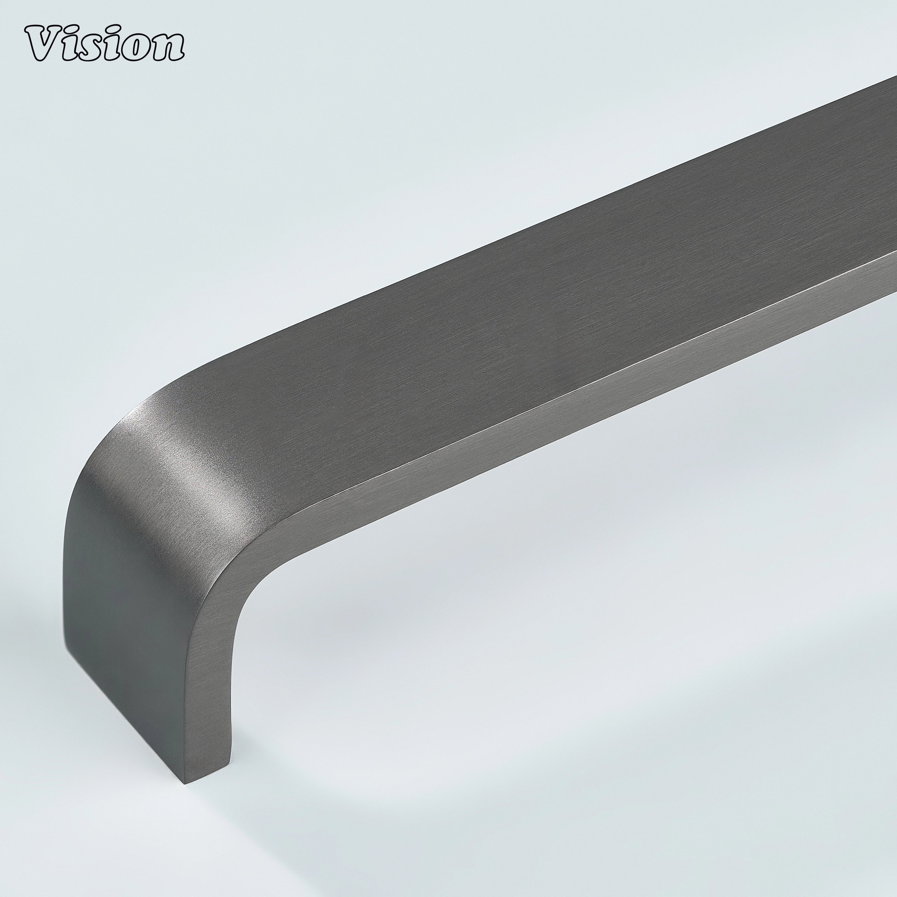 Gunmetal cabinet handle with plain curved bar profile for kitchen cabinets