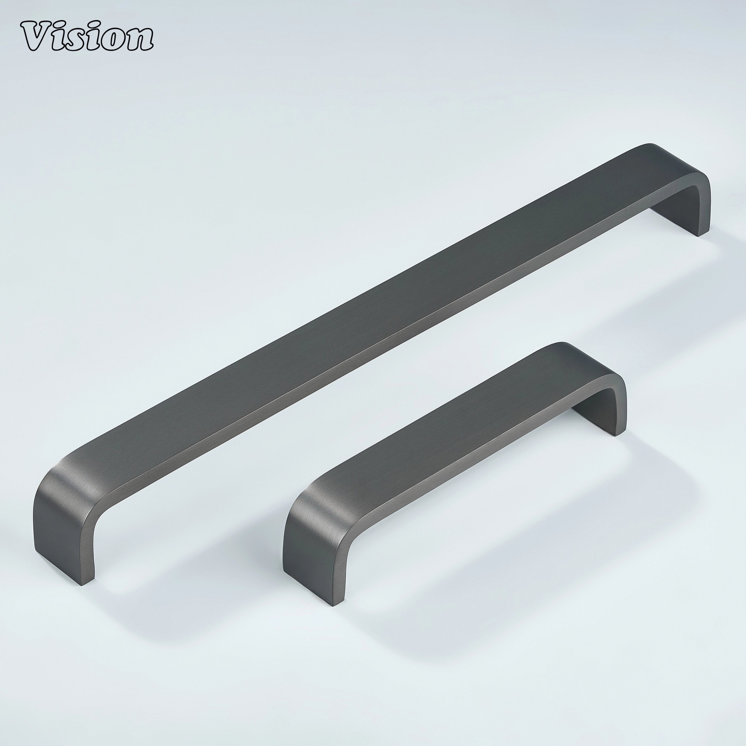 Smooth Gunmetal cabinet handle with wide grip for wardrobe furniture