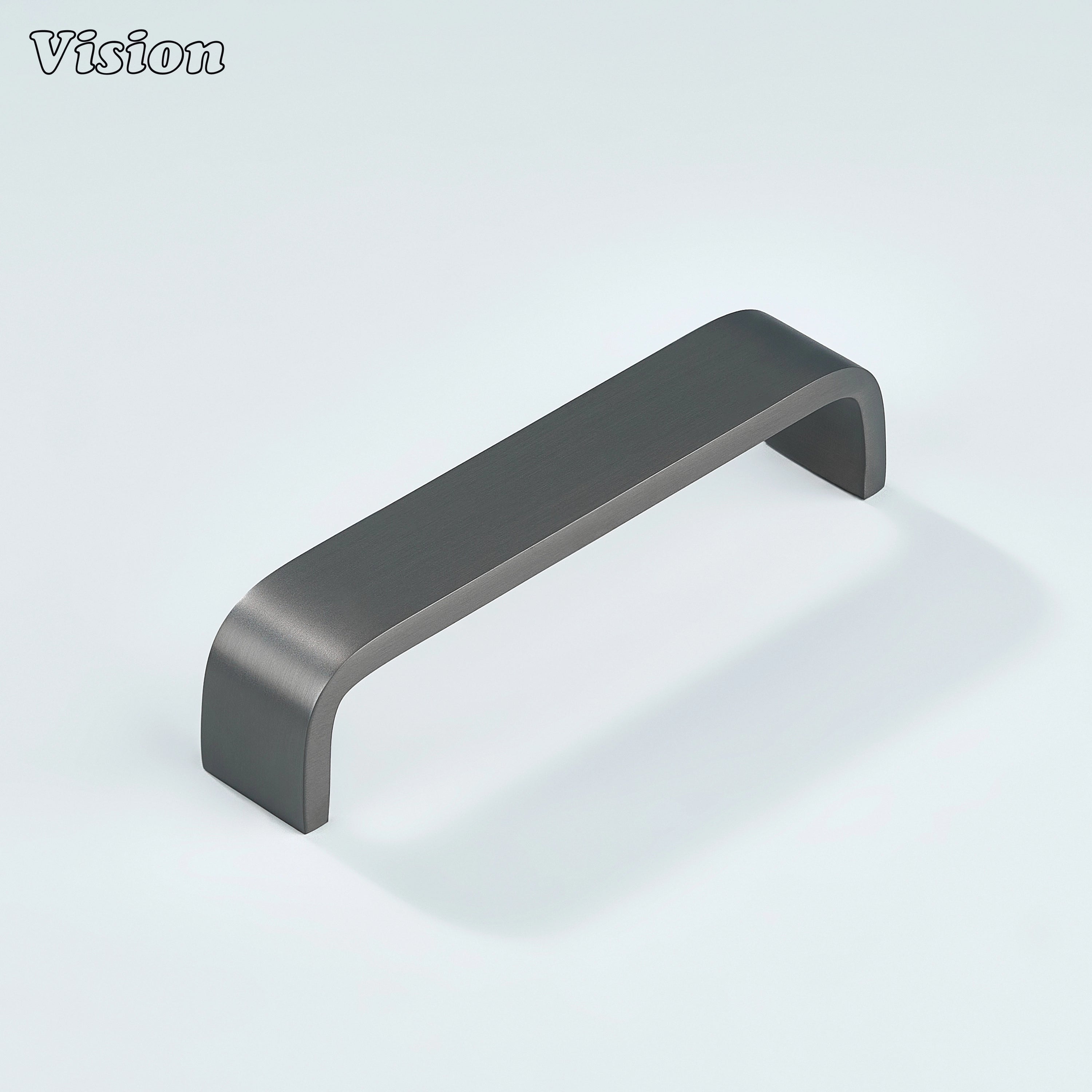 Curved Gunmetal cabinet handle featuring clean bar design for cabinets