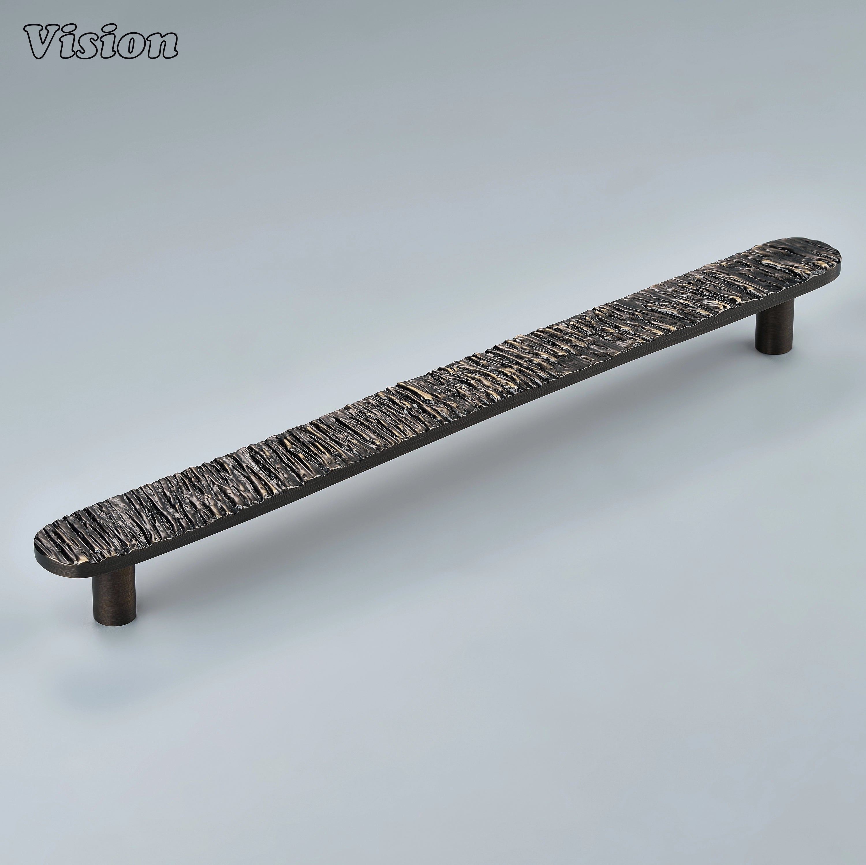 Antique Bronze handcrafted half round solid brass door handle with rugged textured surface for luxury main doors and wardrobes.