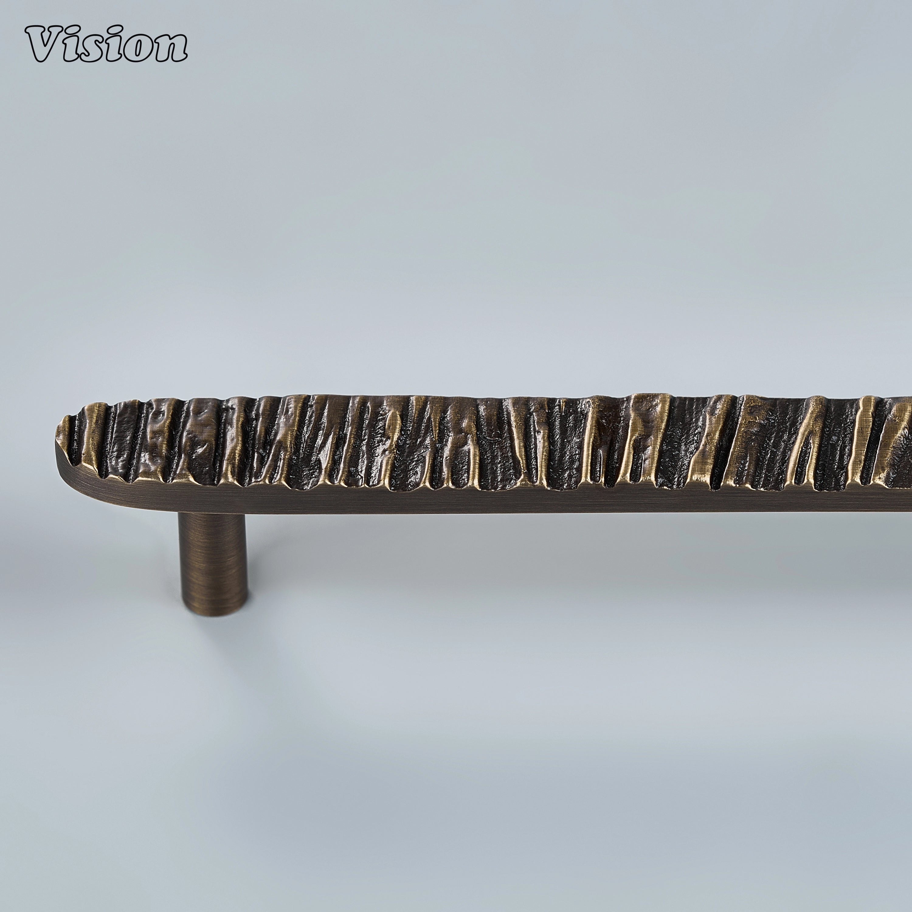 Artisan antique bronze handcrafted cabinet pull with organic profile for dressing room closets