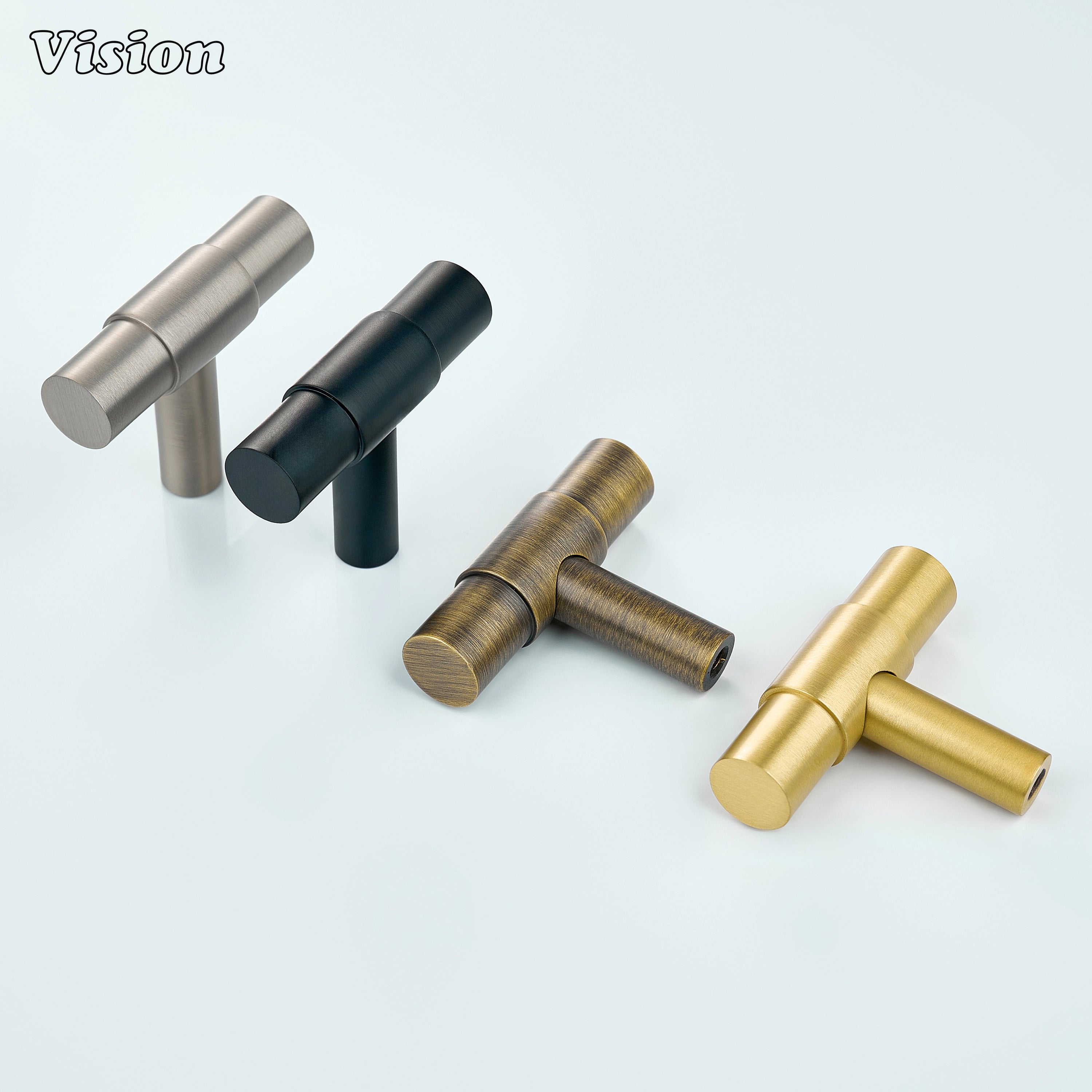 Black modern cabinet knob with cylindrical profile for wardrobes