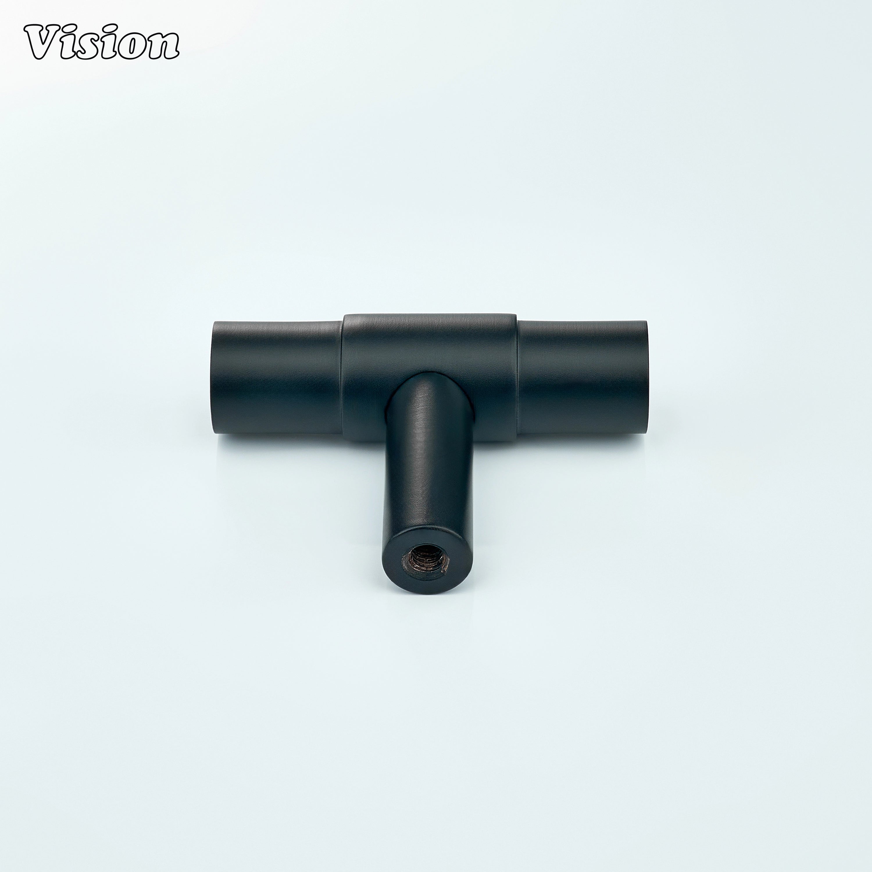 Black cabinet hardware t-knob with plain cylindrical design