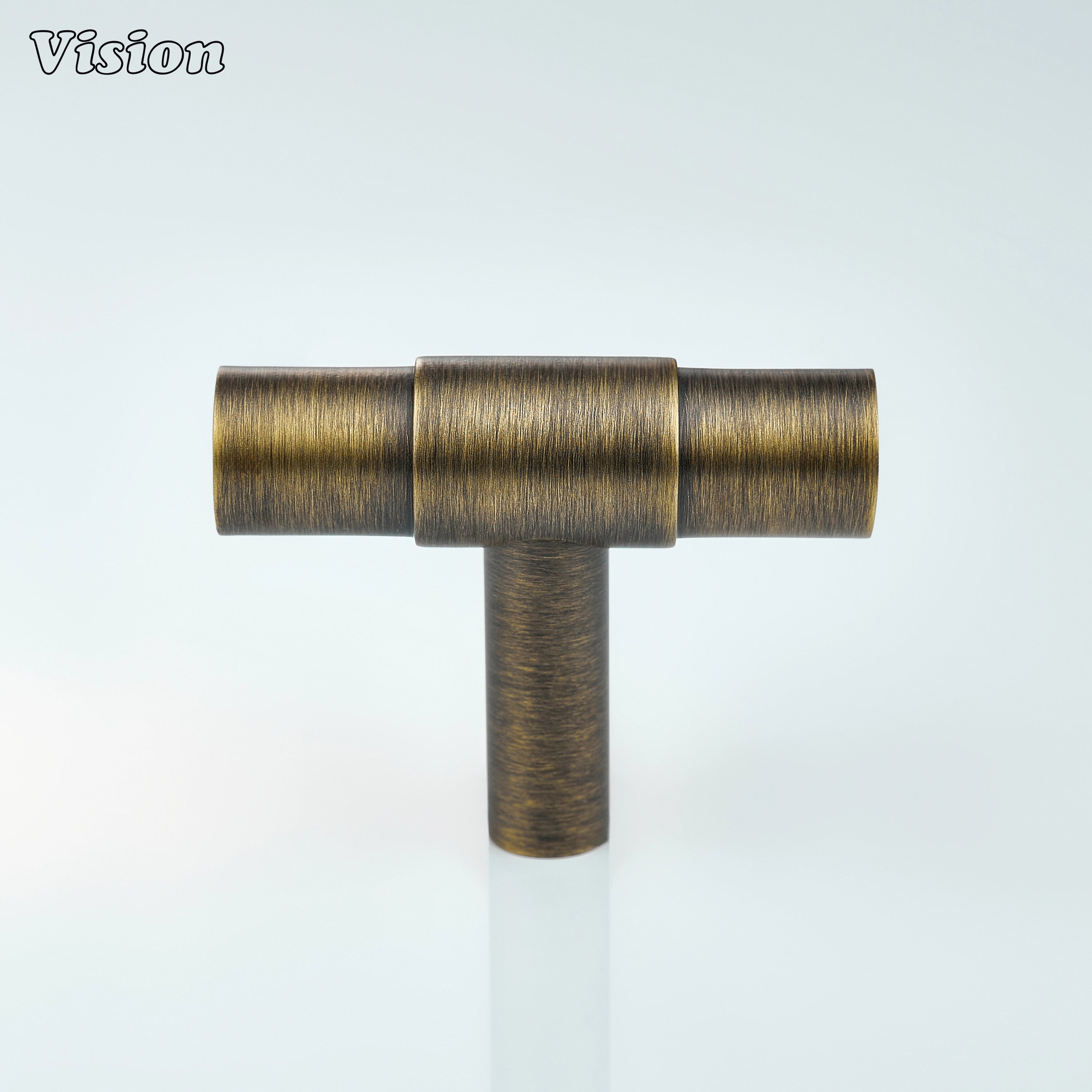 Antique Bronze premium t-knob with smooth bar and center accent for kitchen cabinets