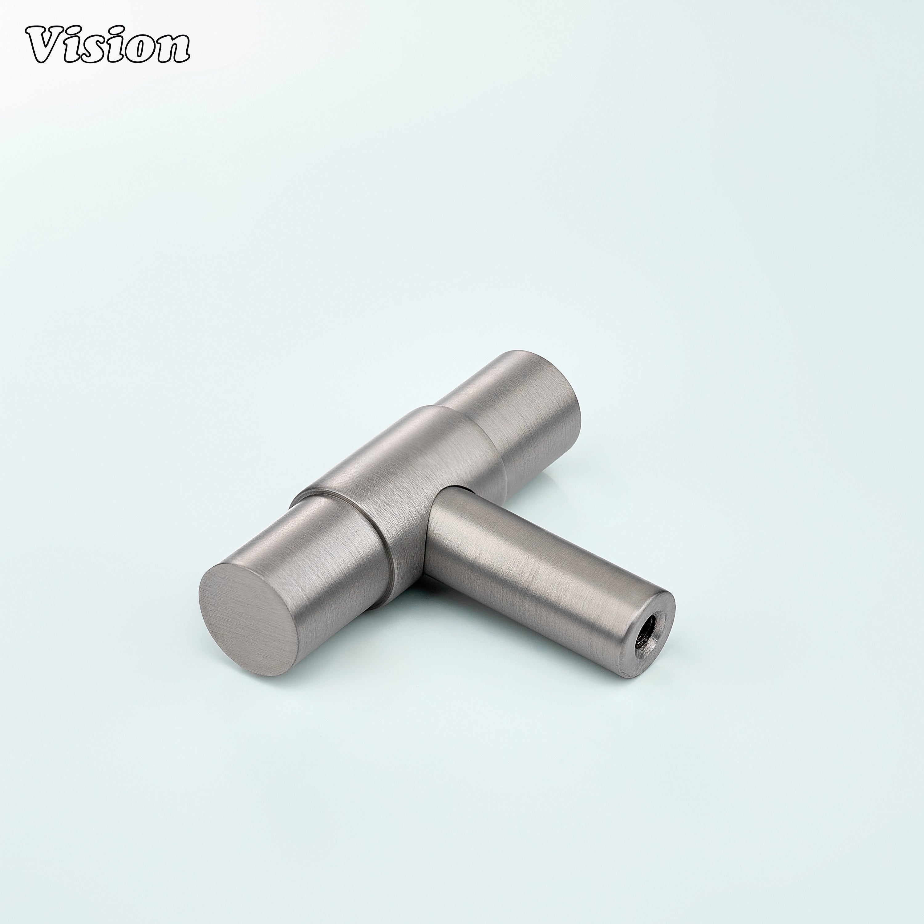 Silver t-knob with round bar and solid brass build for kitchen cabinets