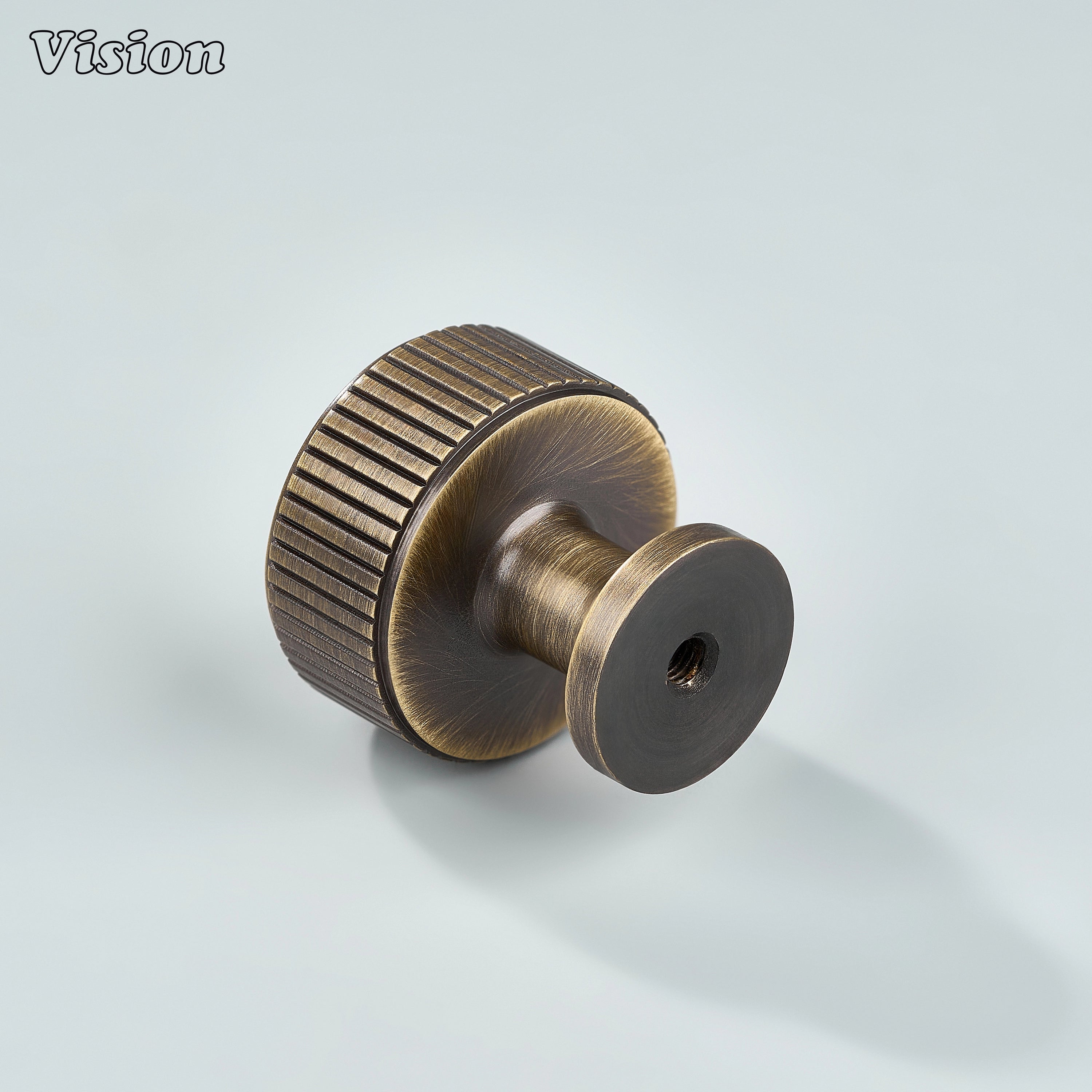 Antique Bronze knurled brass round cabinet knob designed for wardrobe and storage cabinets