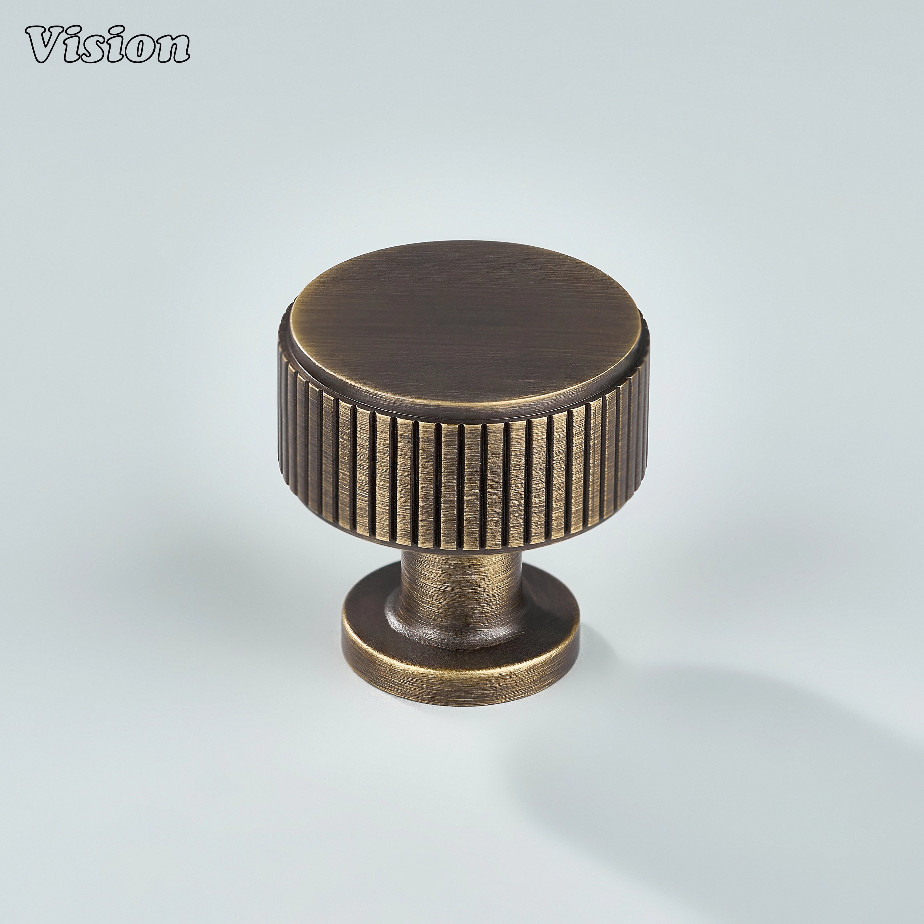 Premium Antique Bronze linear knurled cabinet knob with round profile for furniture use
