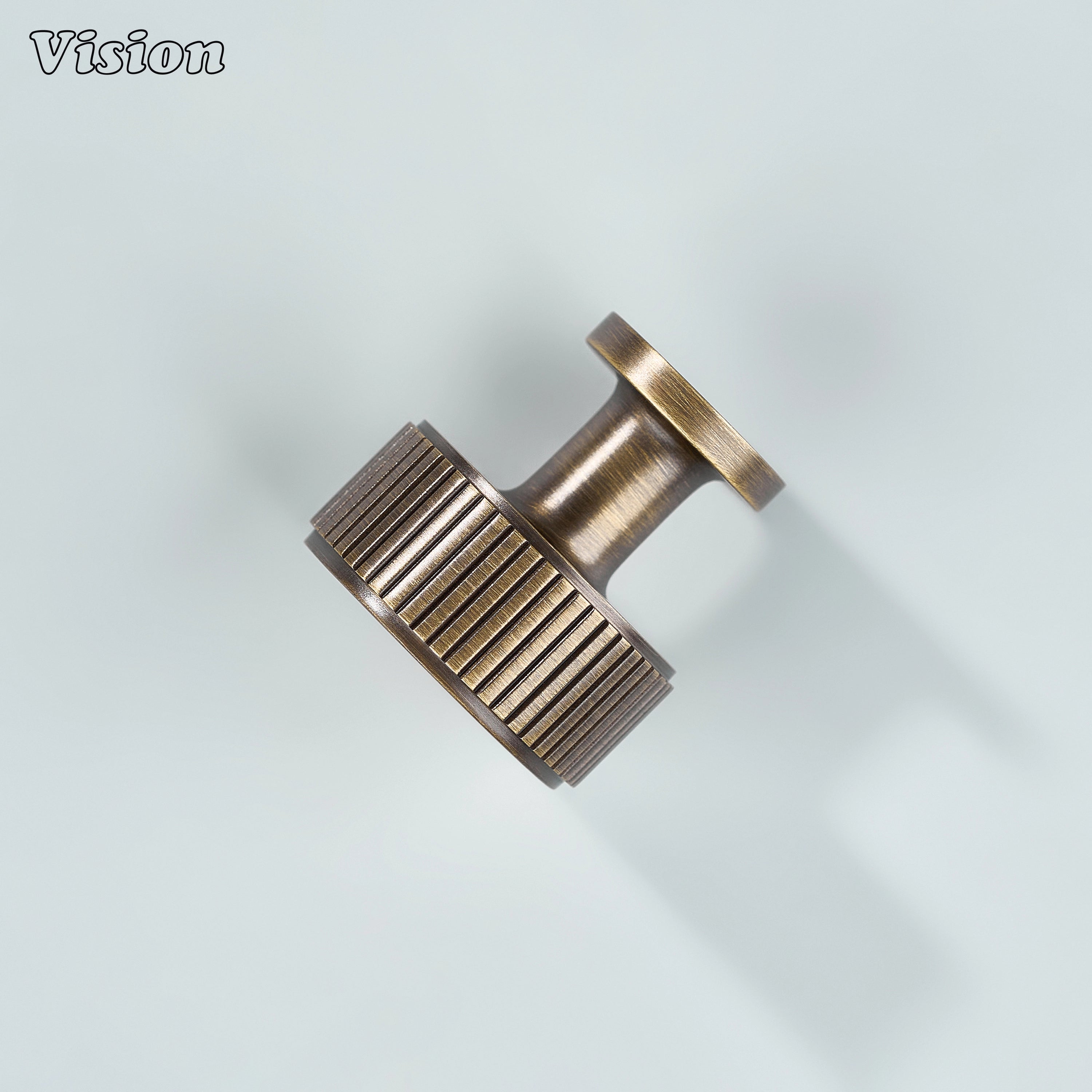Antique Bronze finished knurled brass cabinet knob for traditional kitchen cabinet applications