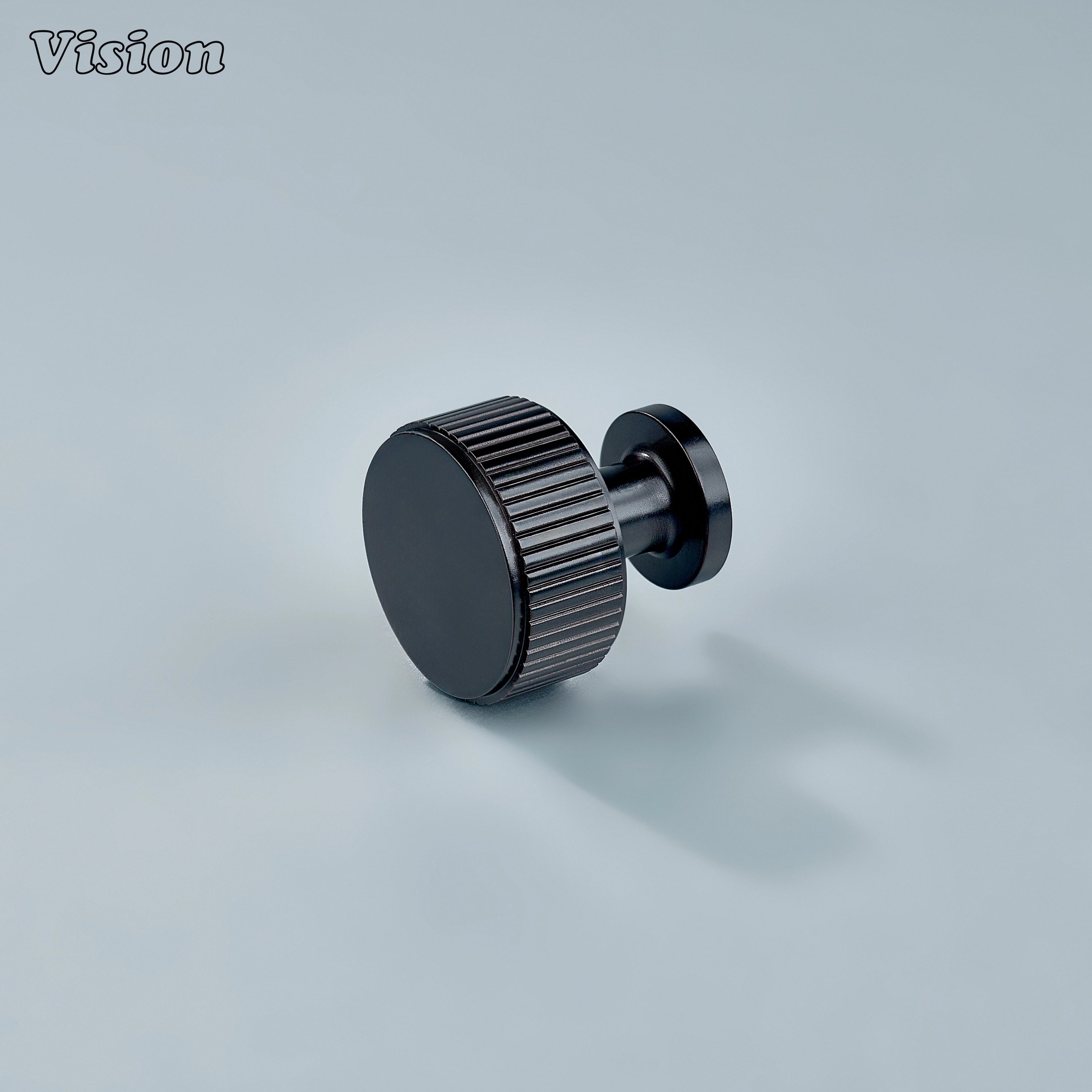 Oil Rubbed Bronze linear knurled brass cabinet knob with round face for kitchen cabinets