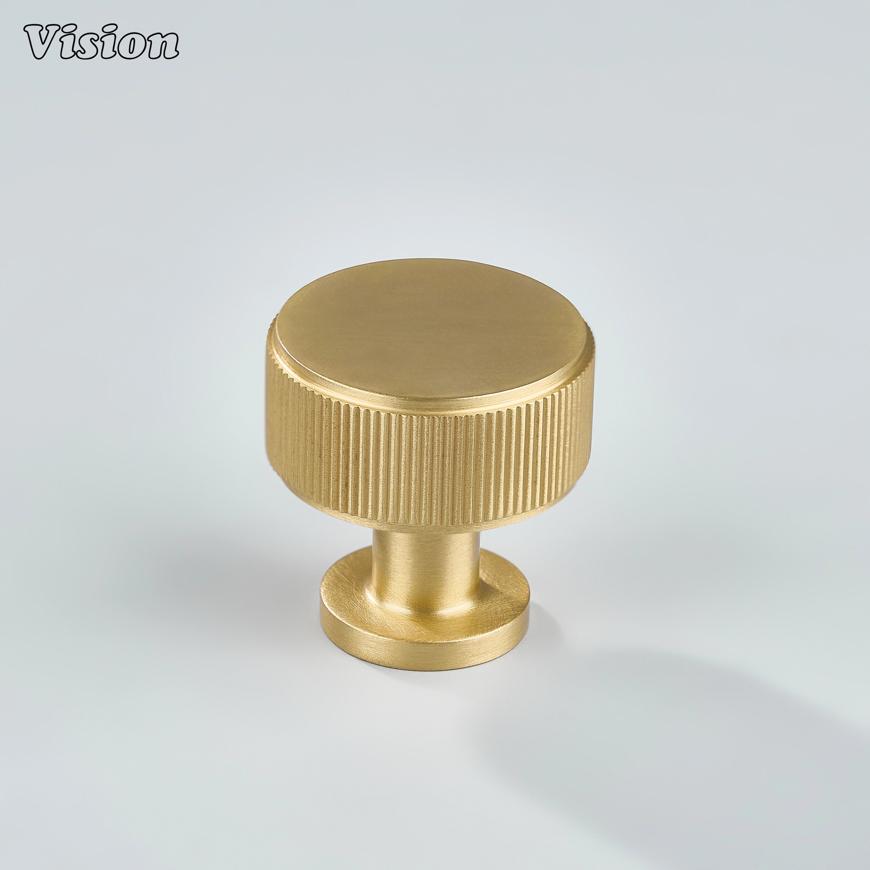 Premium Gold linear knurled cabinet knob with round profile for contemporary furniture drawers