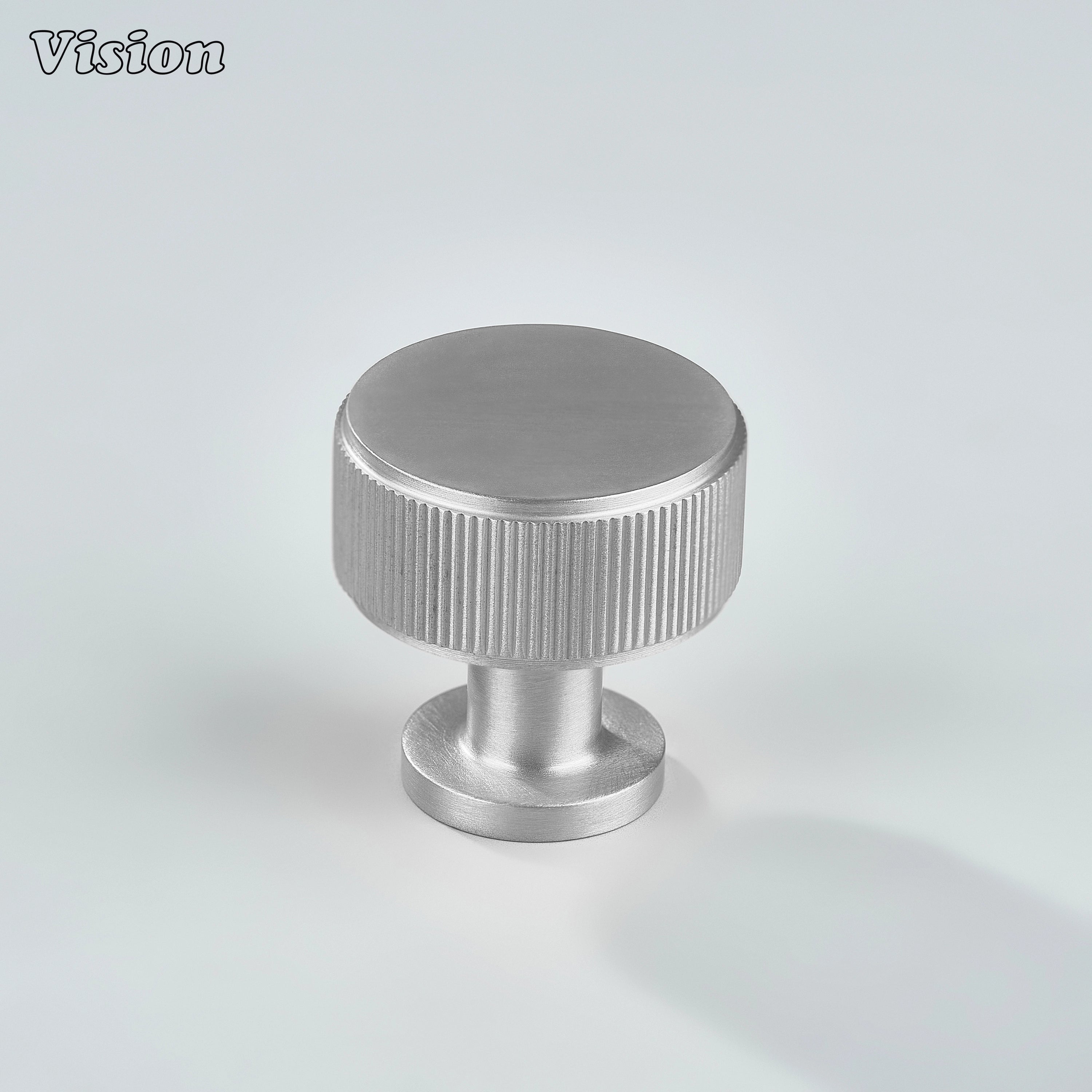 Premium Silver linear knurled cabinet knob with round profile for drawers