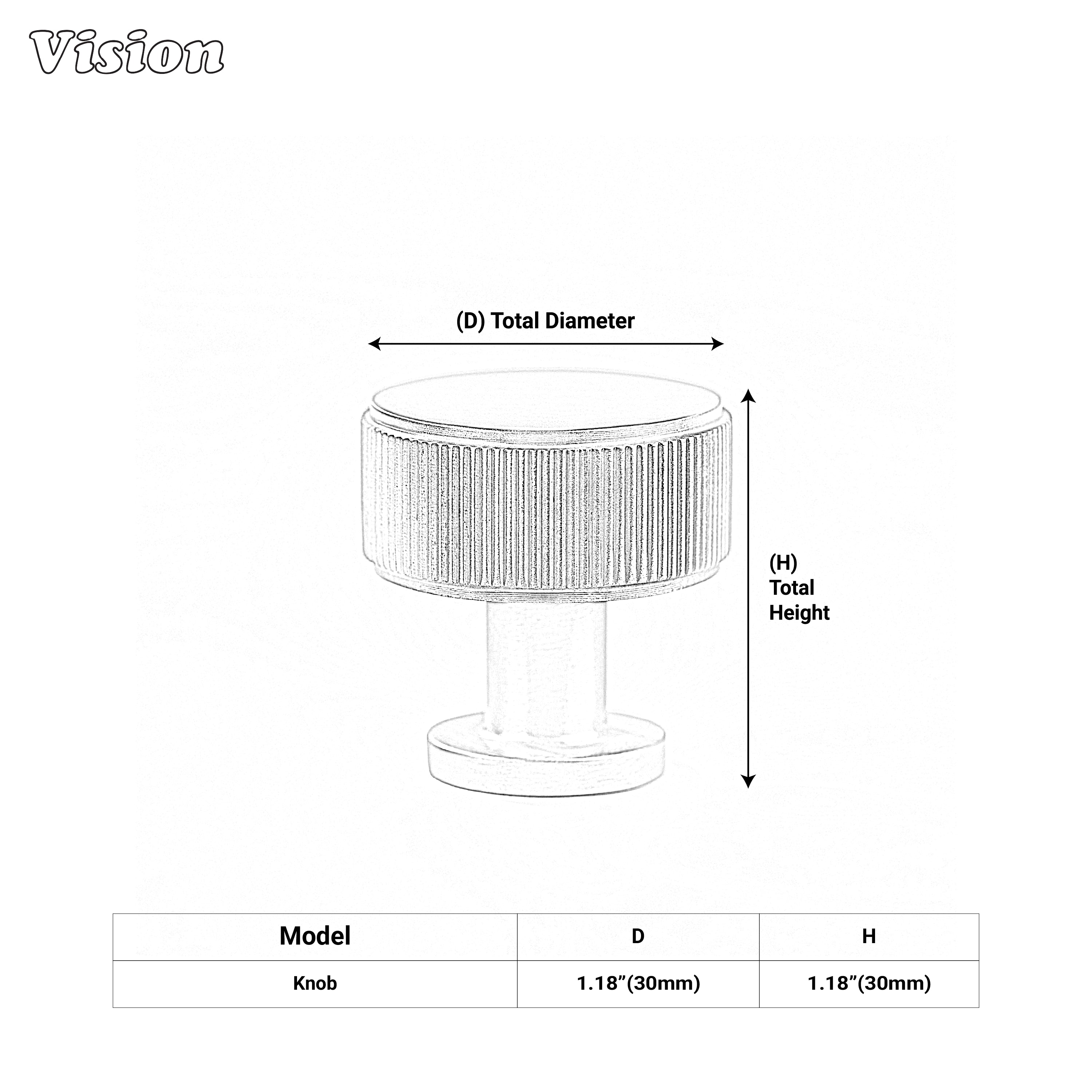 Silver brass cabinet knob with round shape and knurled edge for drawers