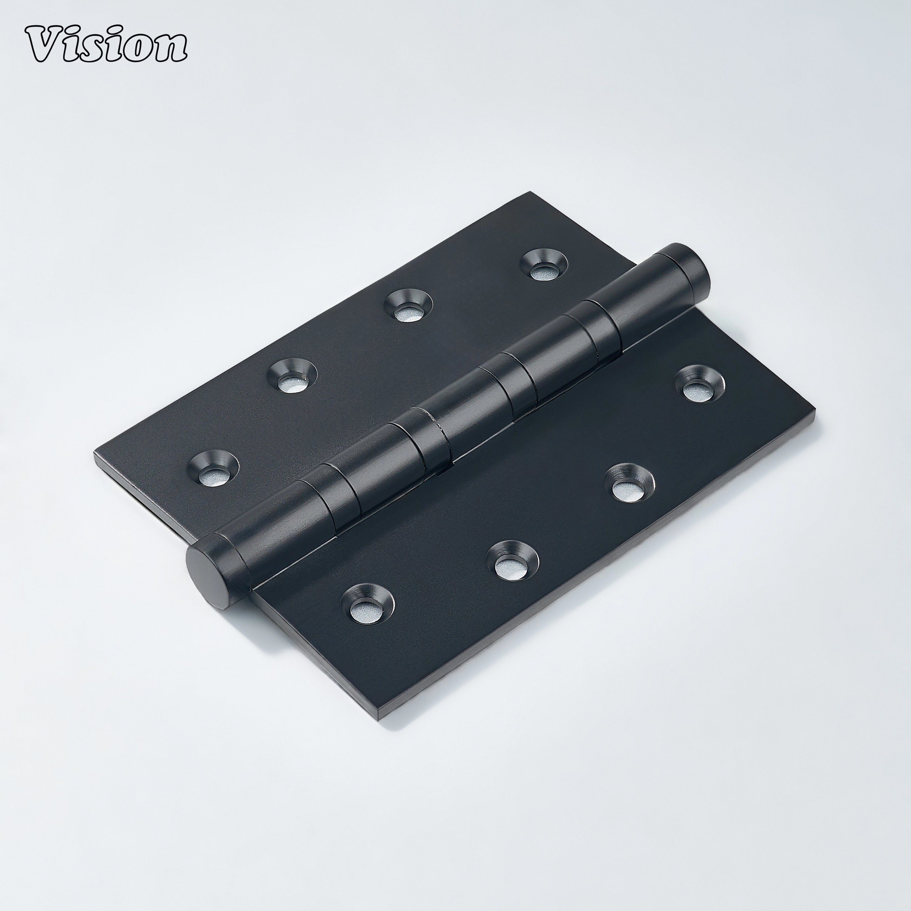 Black brass door hinge with plain rectangular profile for modern interior doors