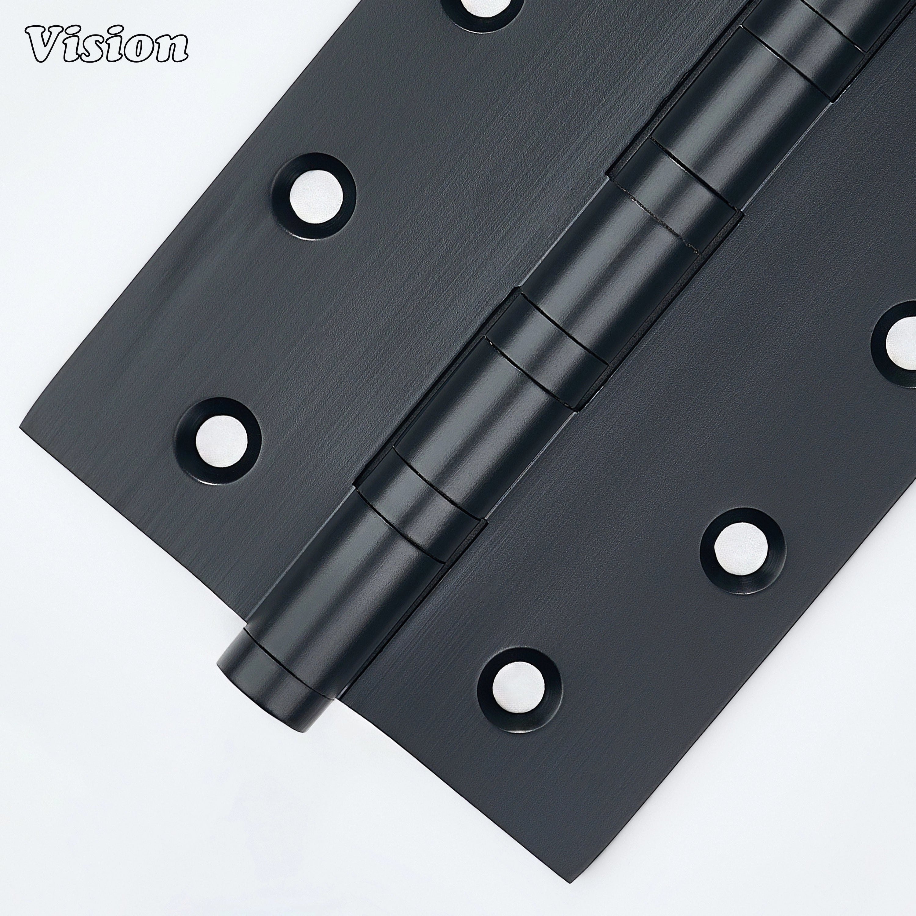 Black rectangular brass door hinge with bearing system for heavy wooden doors