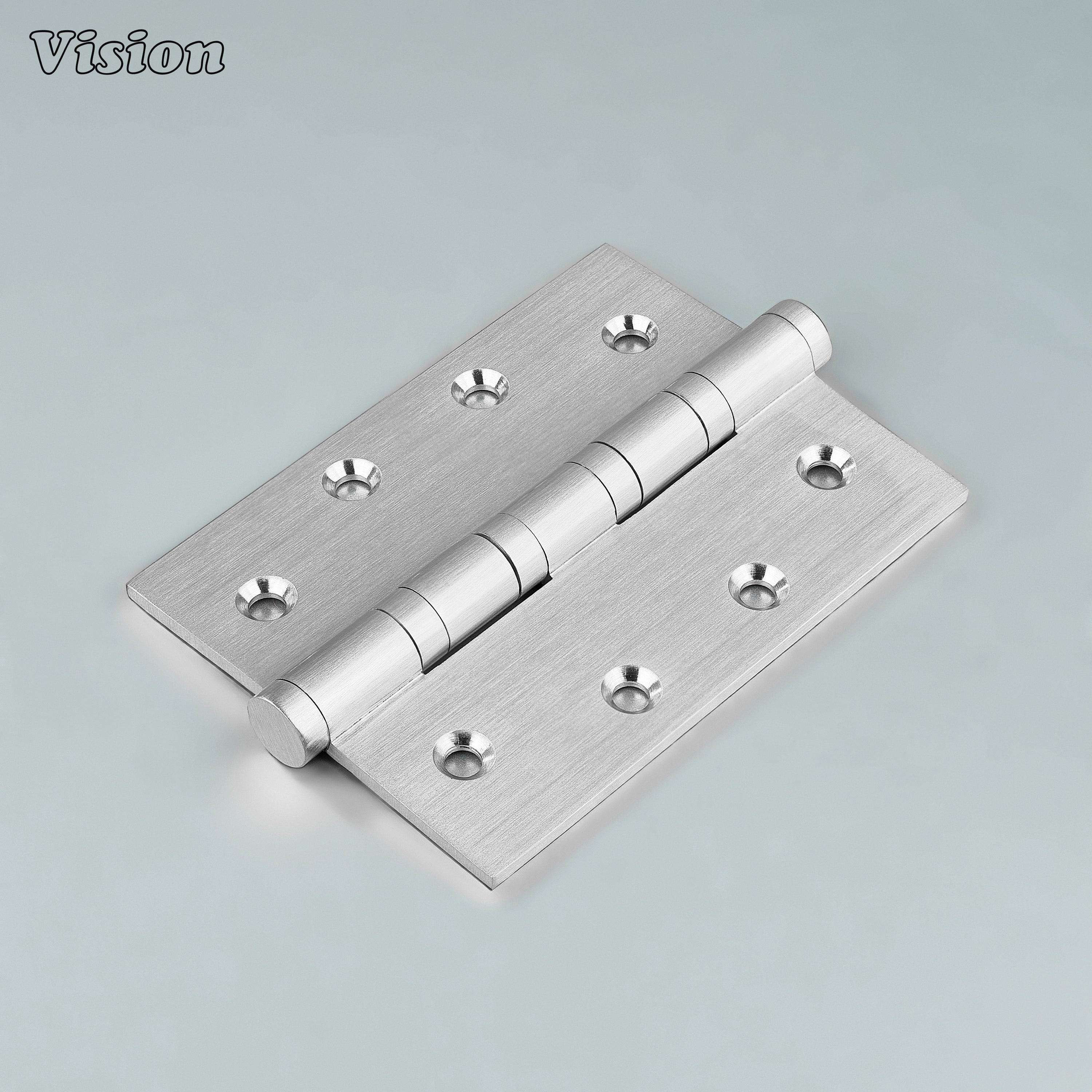 Silver brass door hinge with plain rectangular profile for interior wooden doors