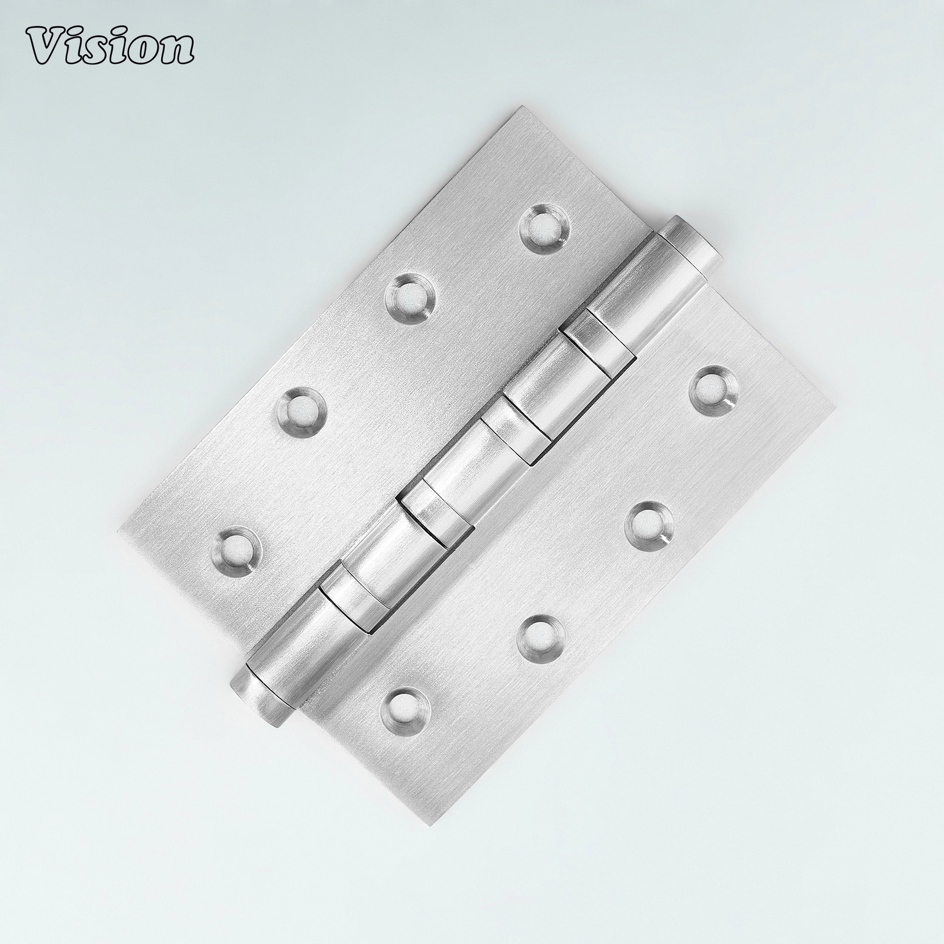 Silver bearing brass door hinge featuring smooth rectangular plates for home doors