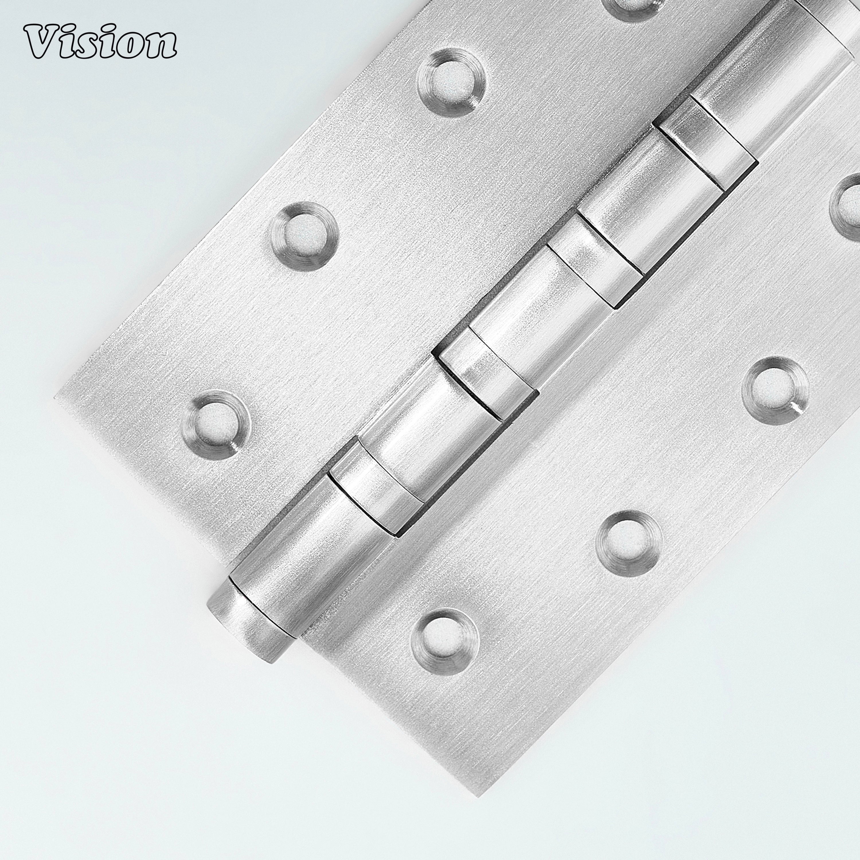 Silver rectangular brass door hinge with bearing mechanism for heavy doors