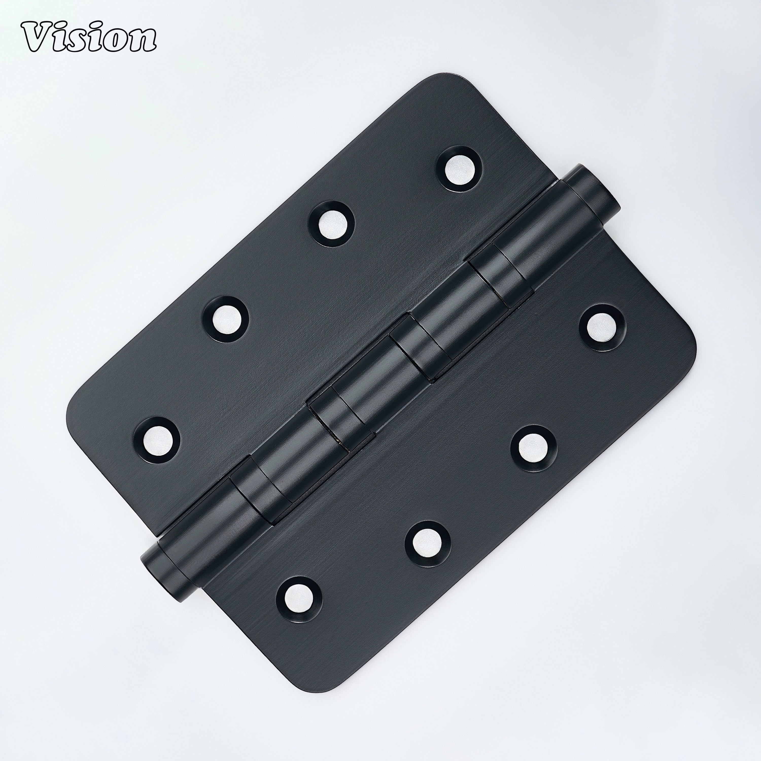 Black finish brass door hinge with rounded corners for wardrobes