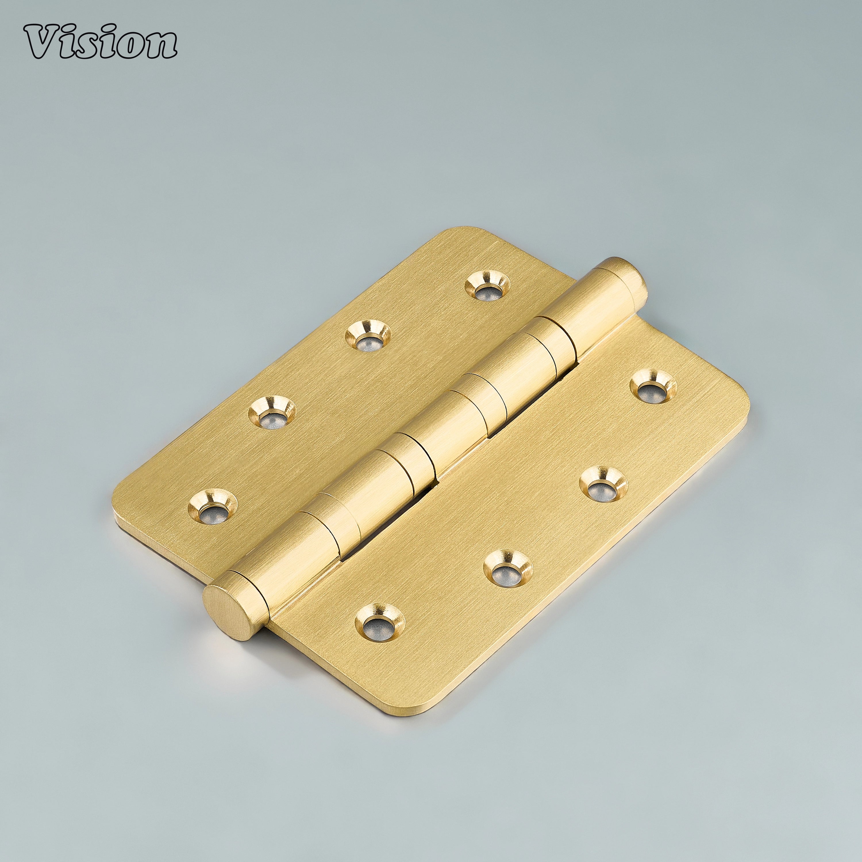 Plain rounded Gold brass door hinge with bearing barrel for kitchen cabinet doors