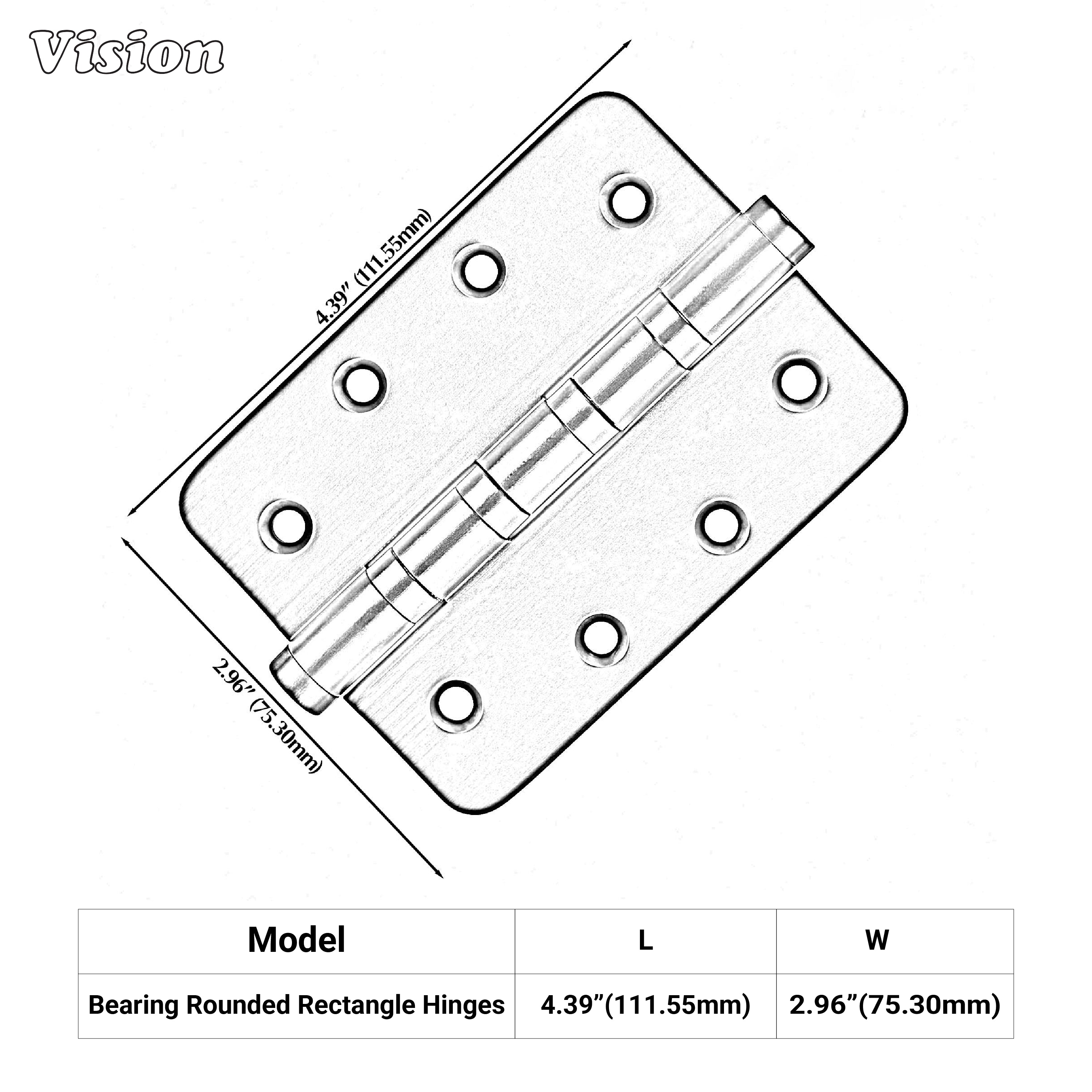 Gold finish plain brass door hinge with bearing core for interior cabinet doors
