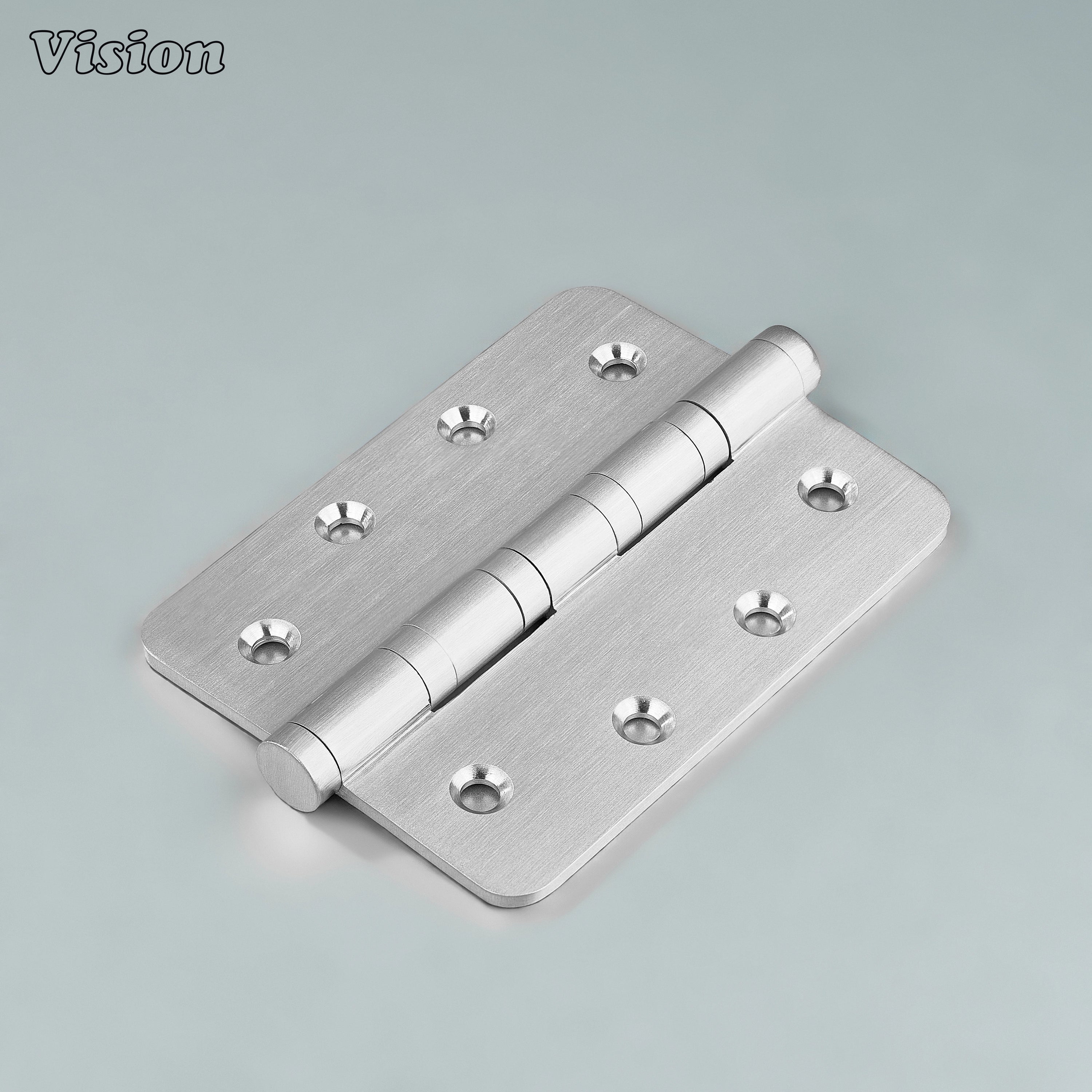 Plain rounded Silver brass door hinge with bearing barrel for cabinet doors