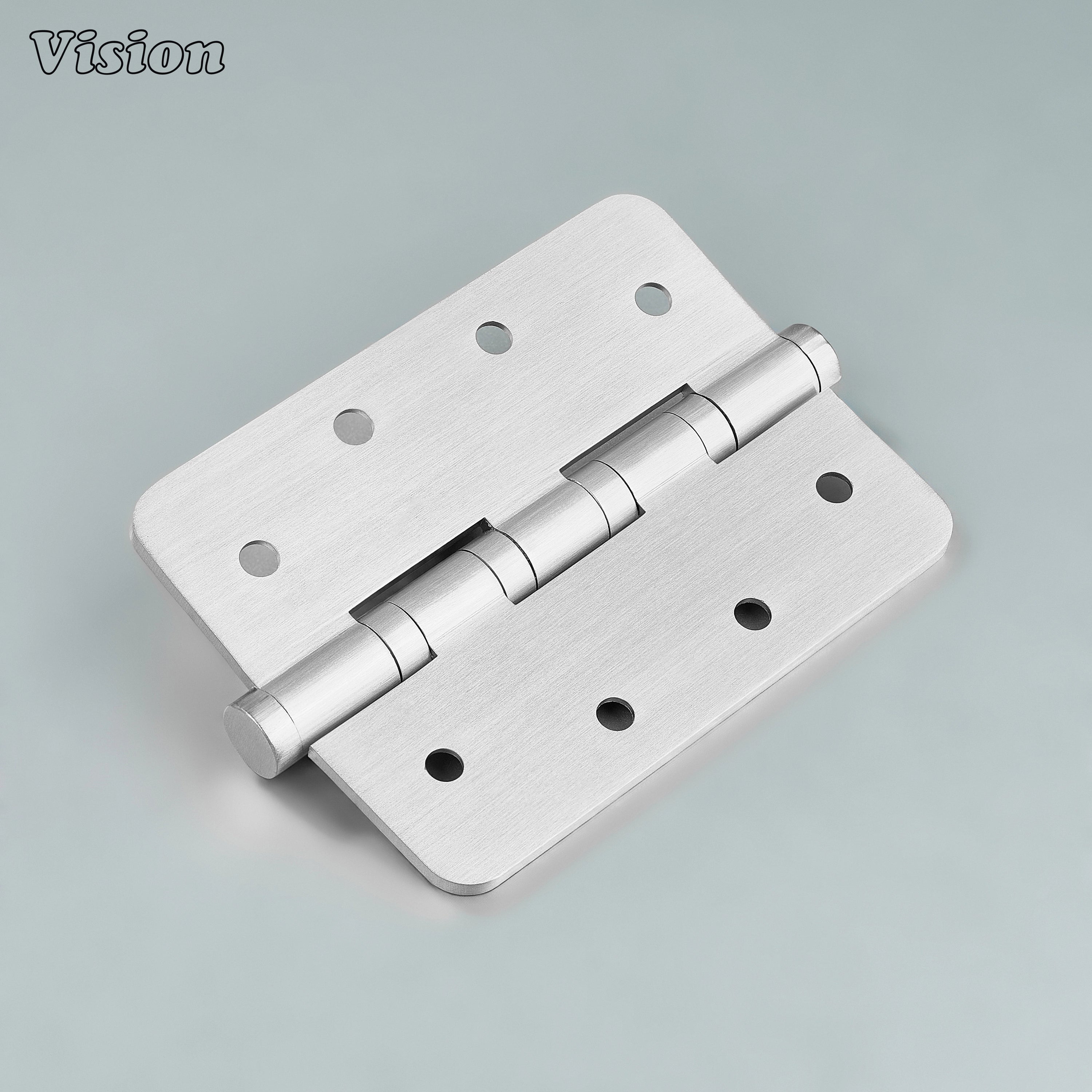 Silver finish brass door hinge with rounded corners for wardrobes