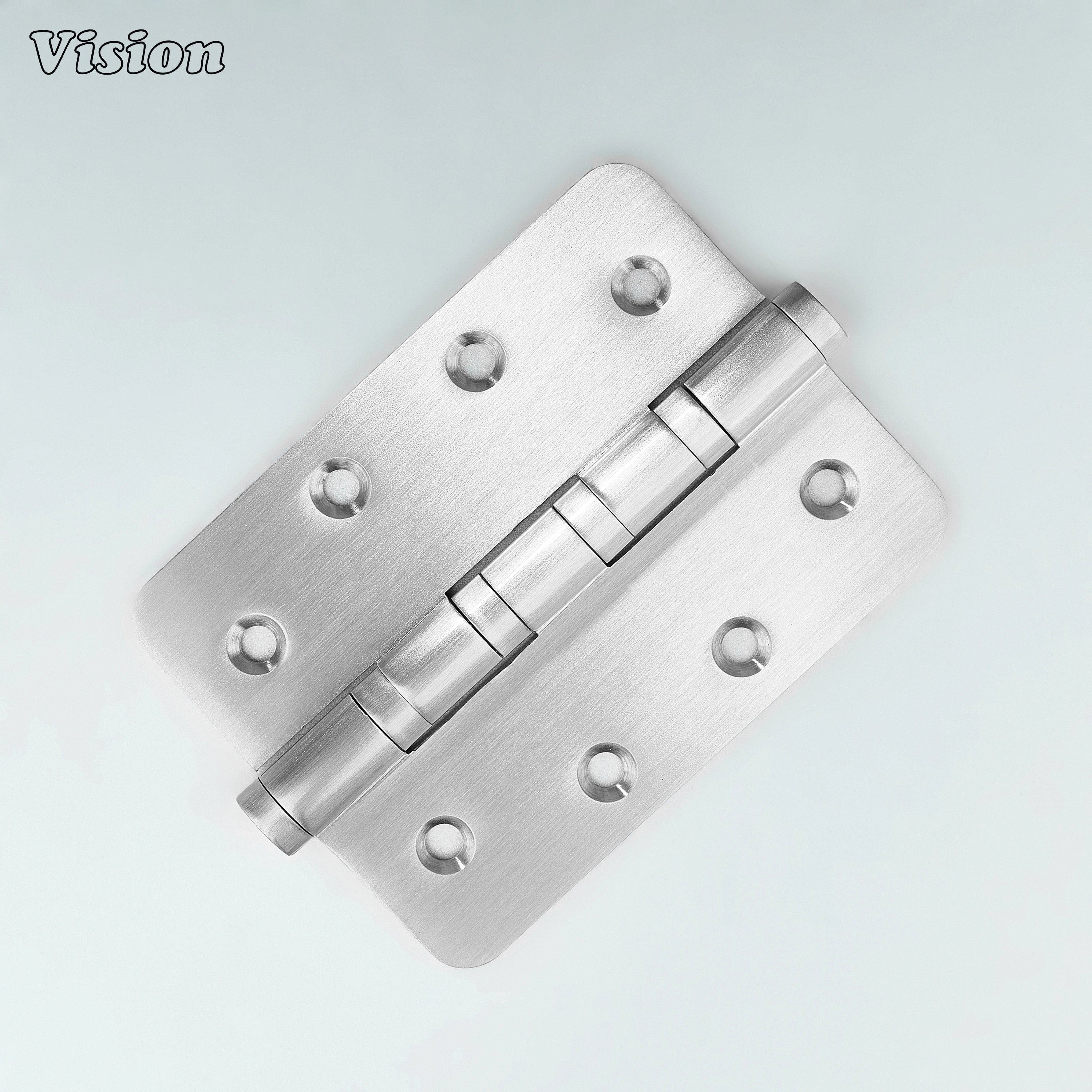 Plain Silver brass door hinge with smooth bearing barrel for cupboards