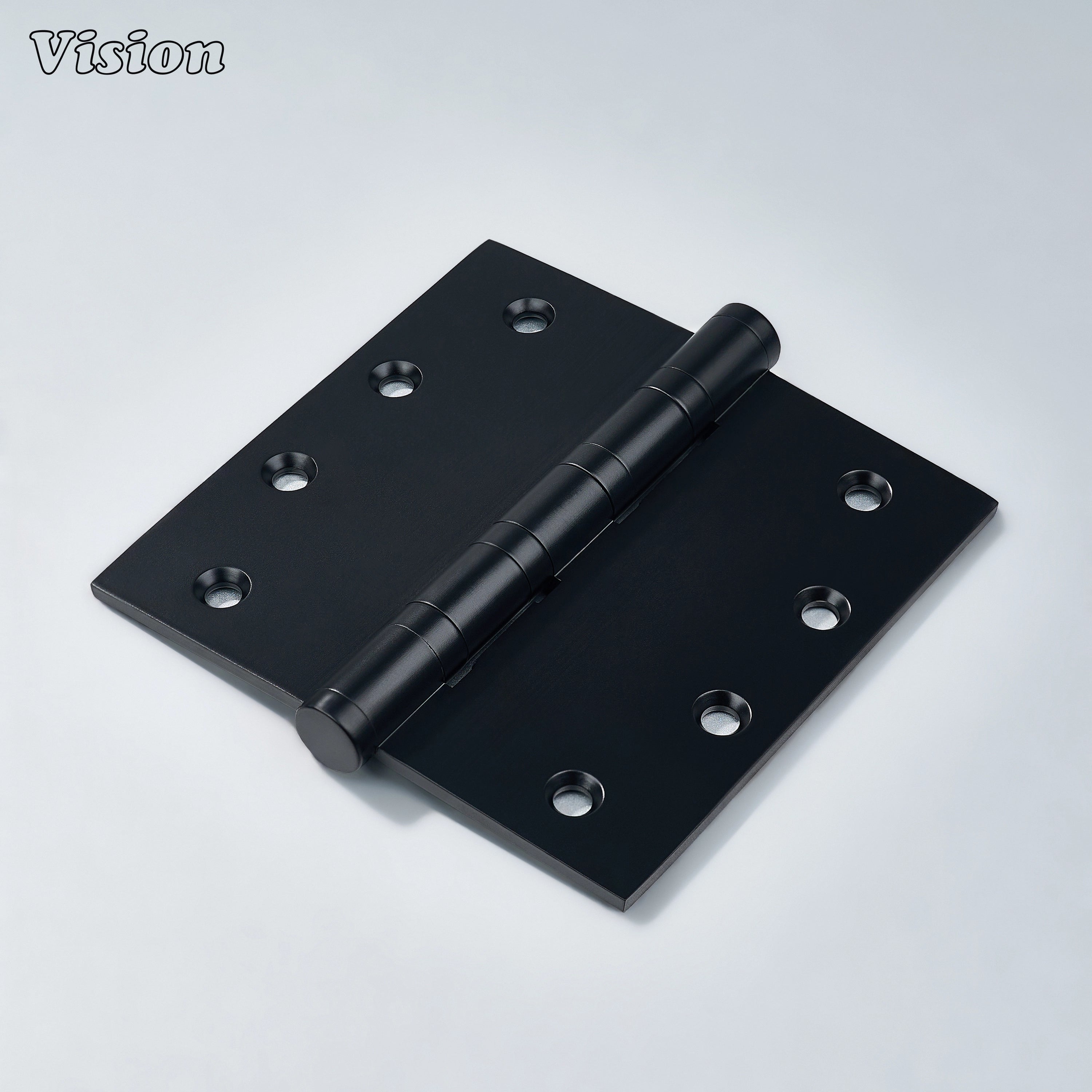 Plain profile Black brass door hinge with square plate for modern interiors