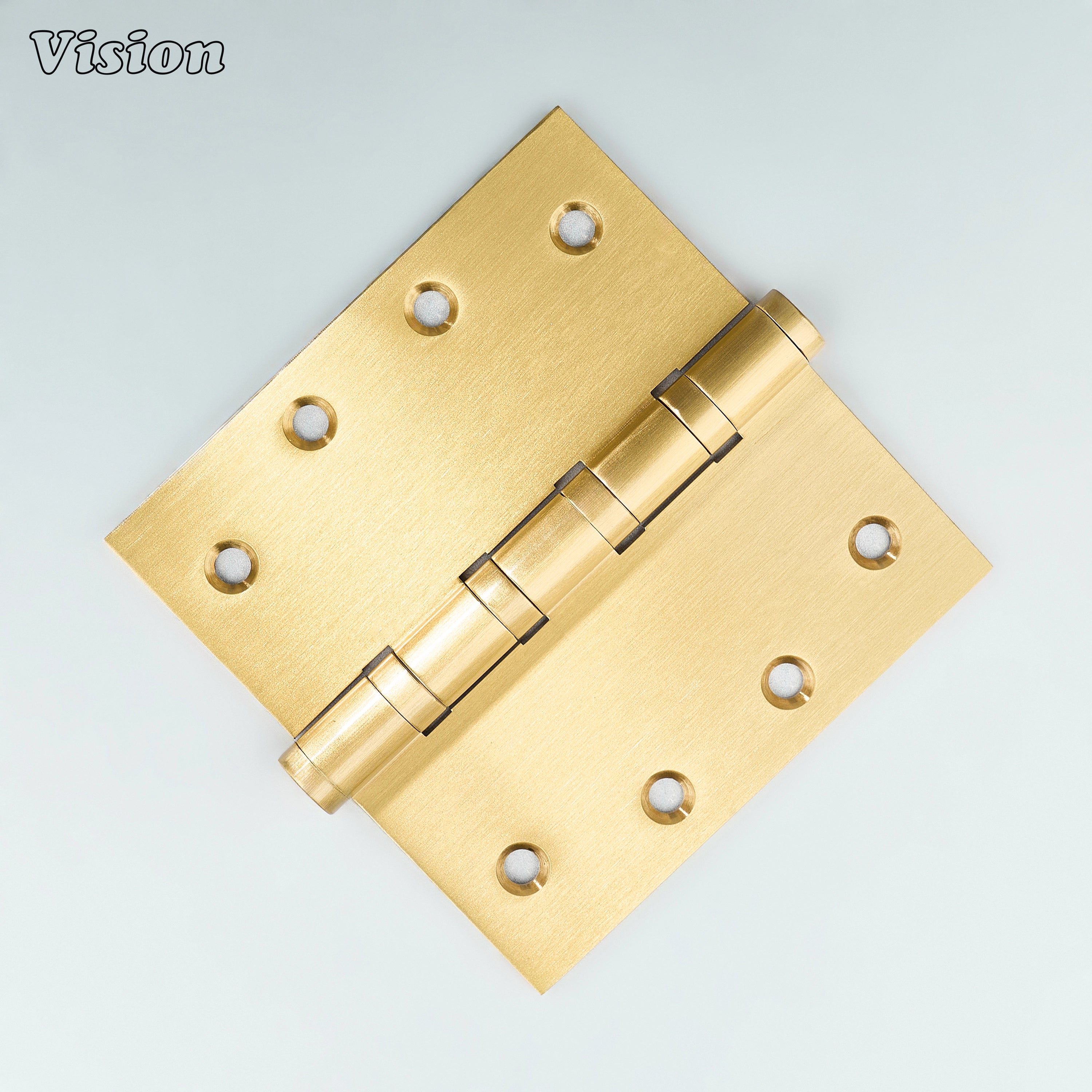 Gold square bearing brass door hinge for furniture doors and wooden panels