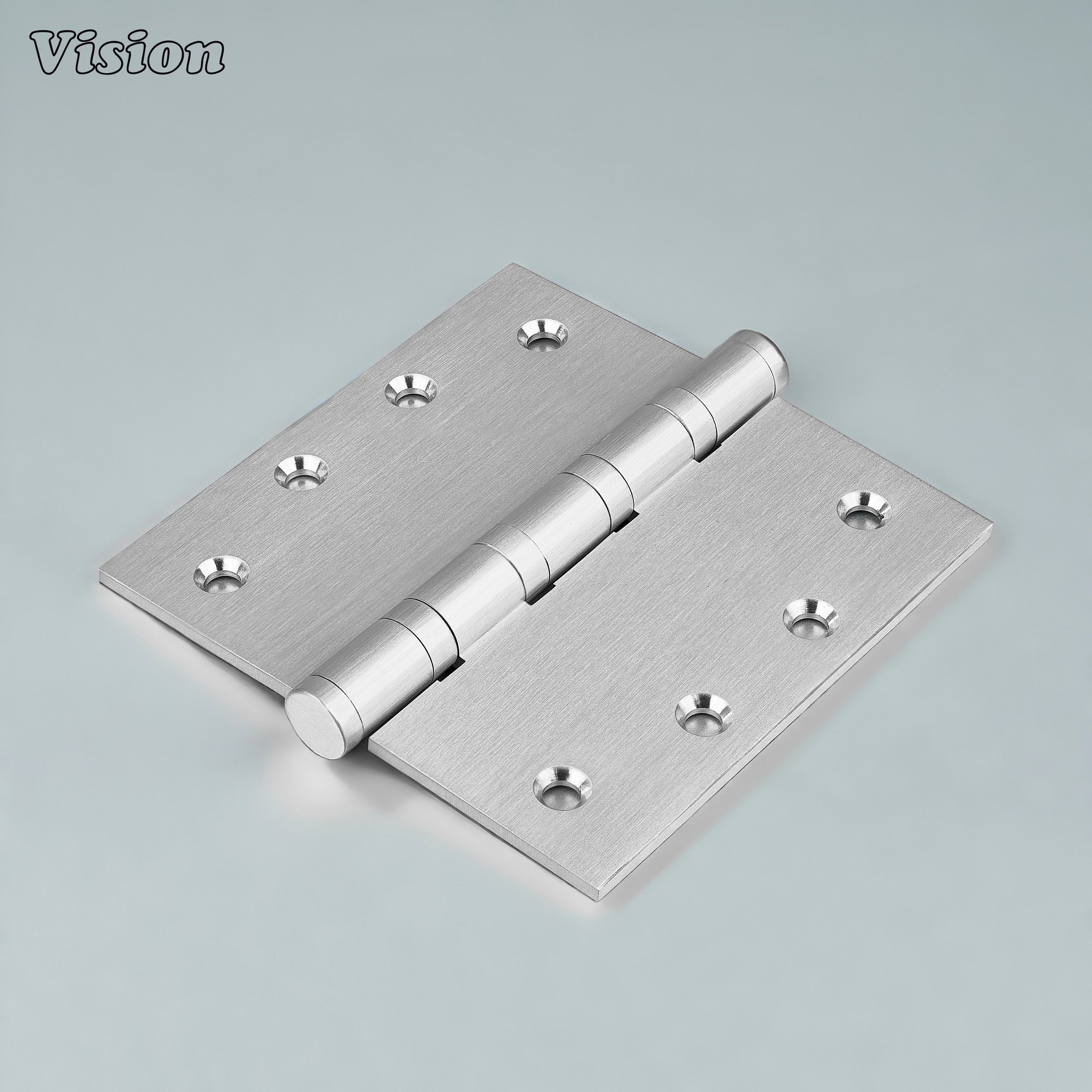 Plain profile Silver brass door hinge with square plate for interior doors
