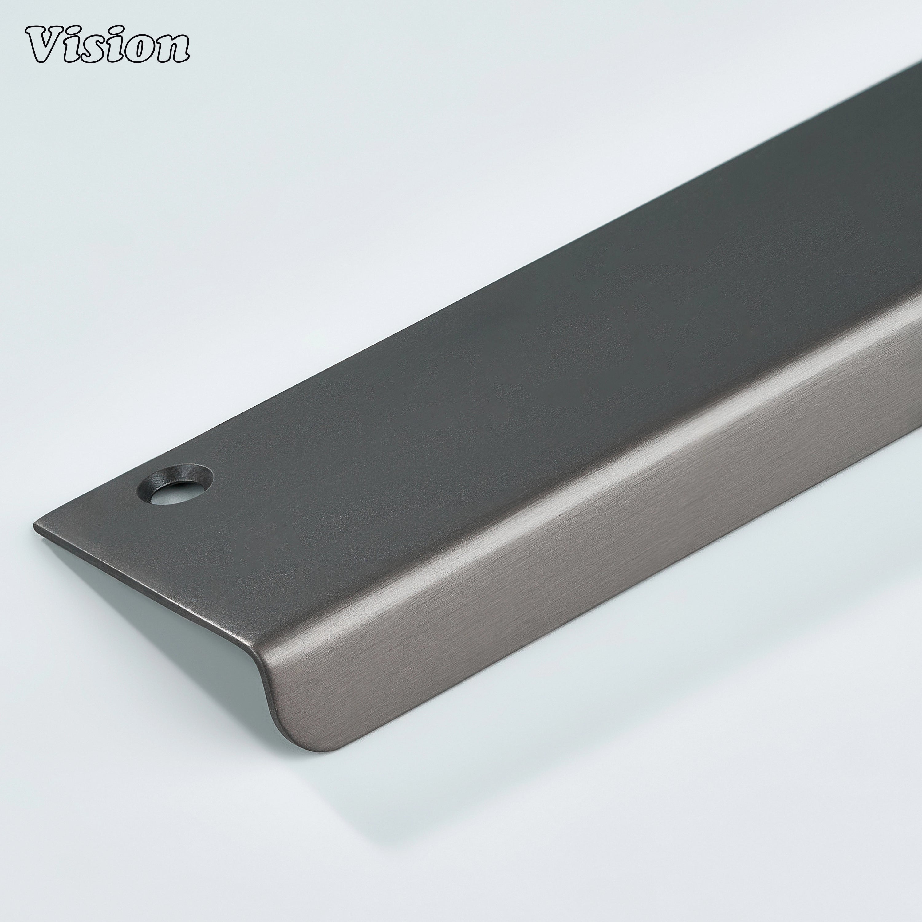Gunmetal cabinet handle plain lip pull with slim flat front for kitchen cabinets