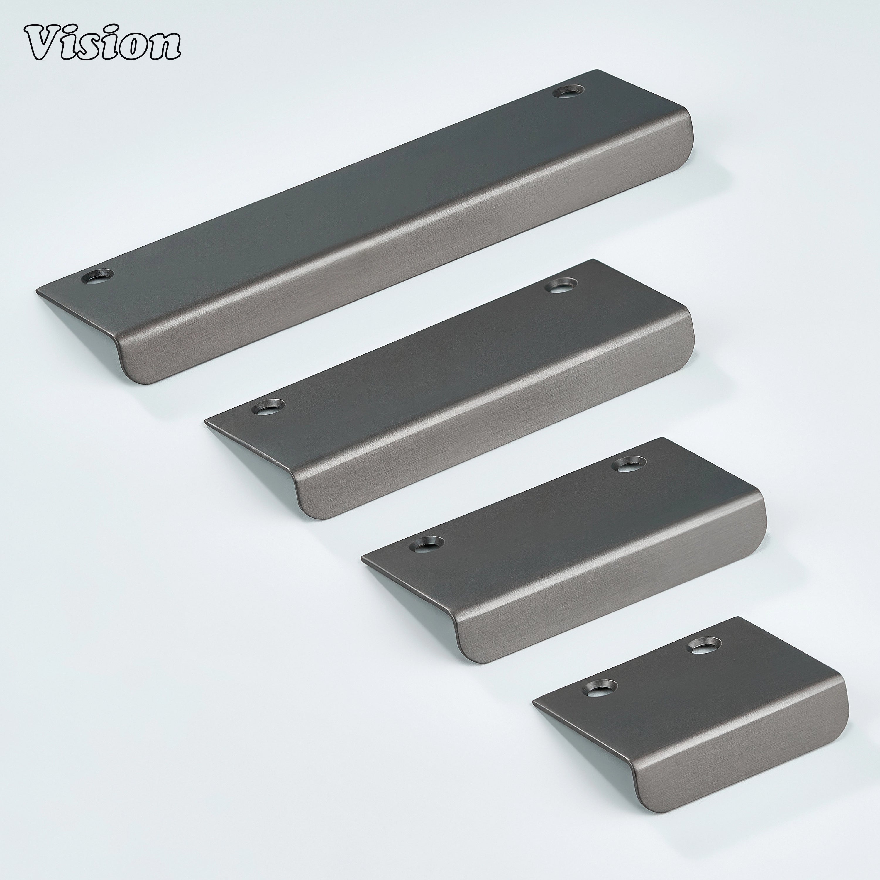 Gunmetal cabinet handle surface-mounted brass lip pull for wardrobe doors