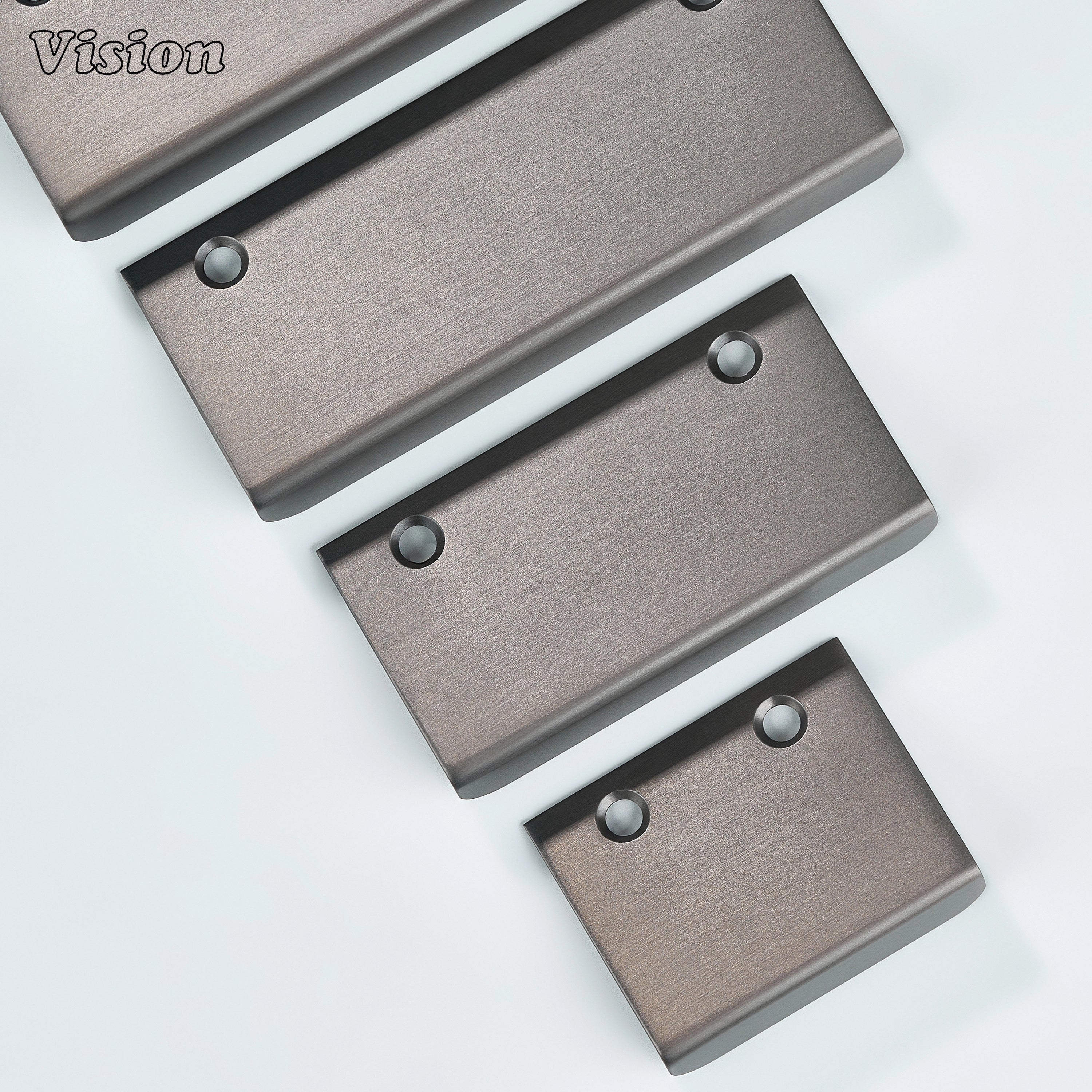 Gunmetal cabinet handle flat rectangular edge pull for modern drawers