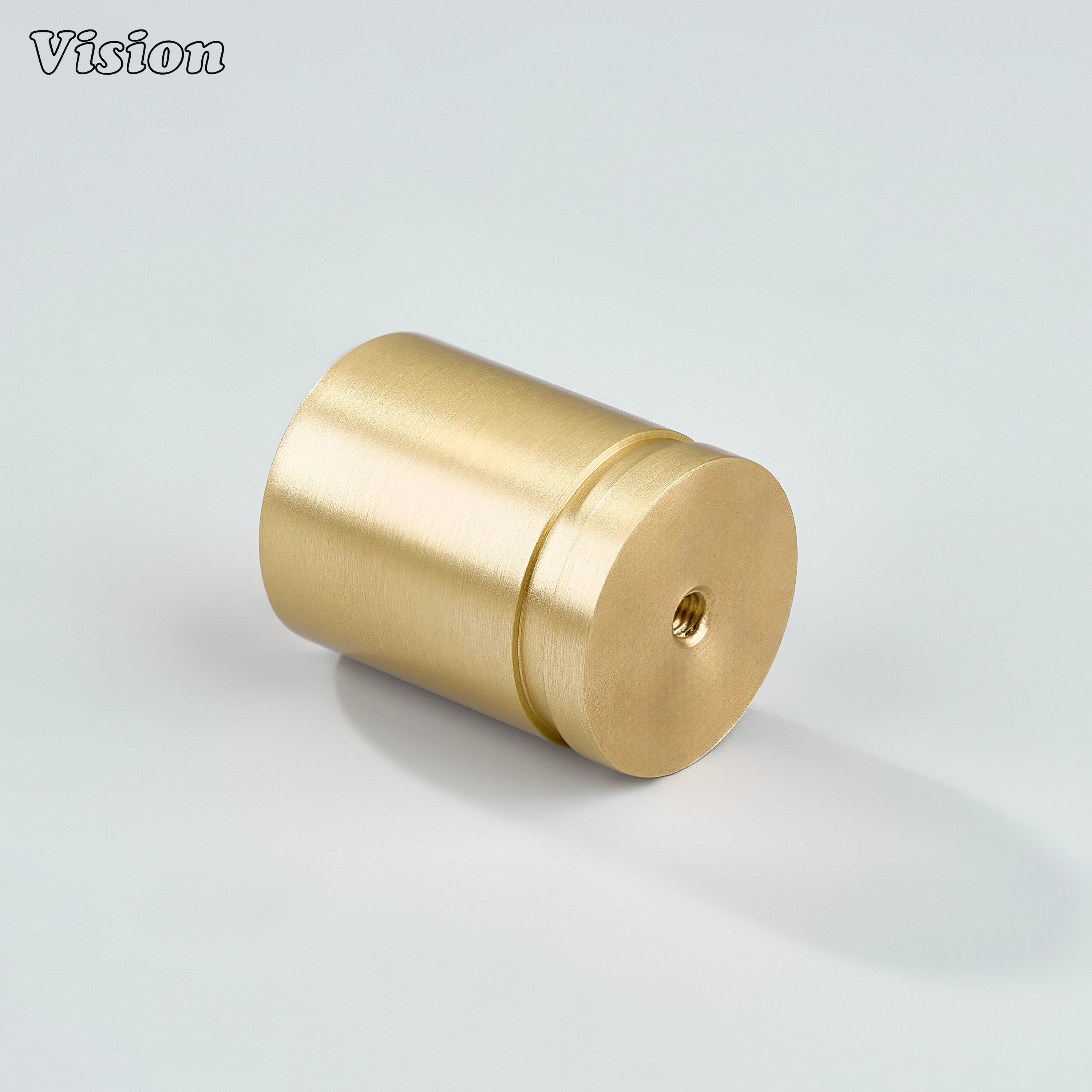 Gold plain cylinder cabinet knob with flat top and circular base for luxury furniture units