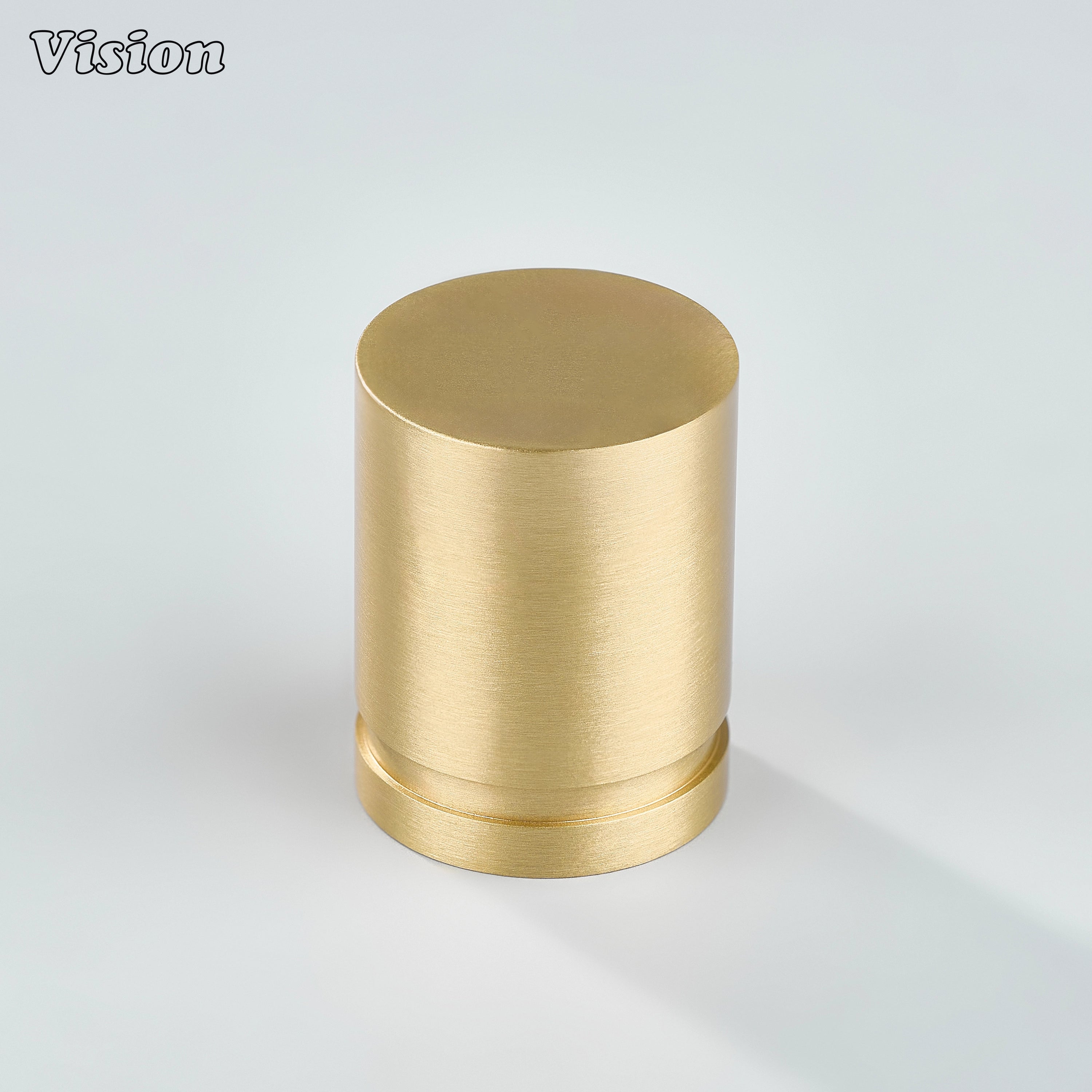 Gold solid brass plain round knob for kitchen drawers and contemporary cabinetry