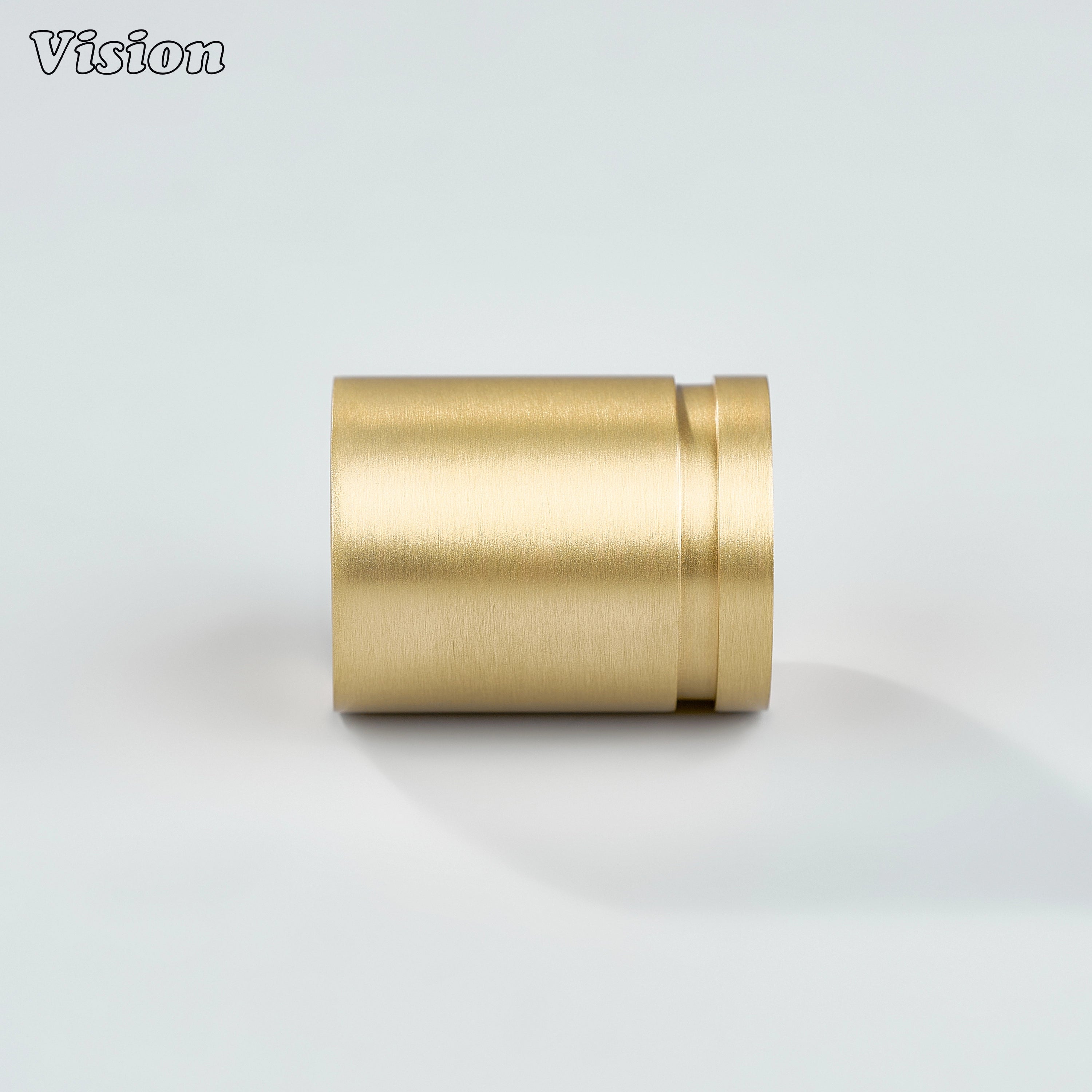 Gold brass plain cylinder knob with minimal round design for storage cabinets