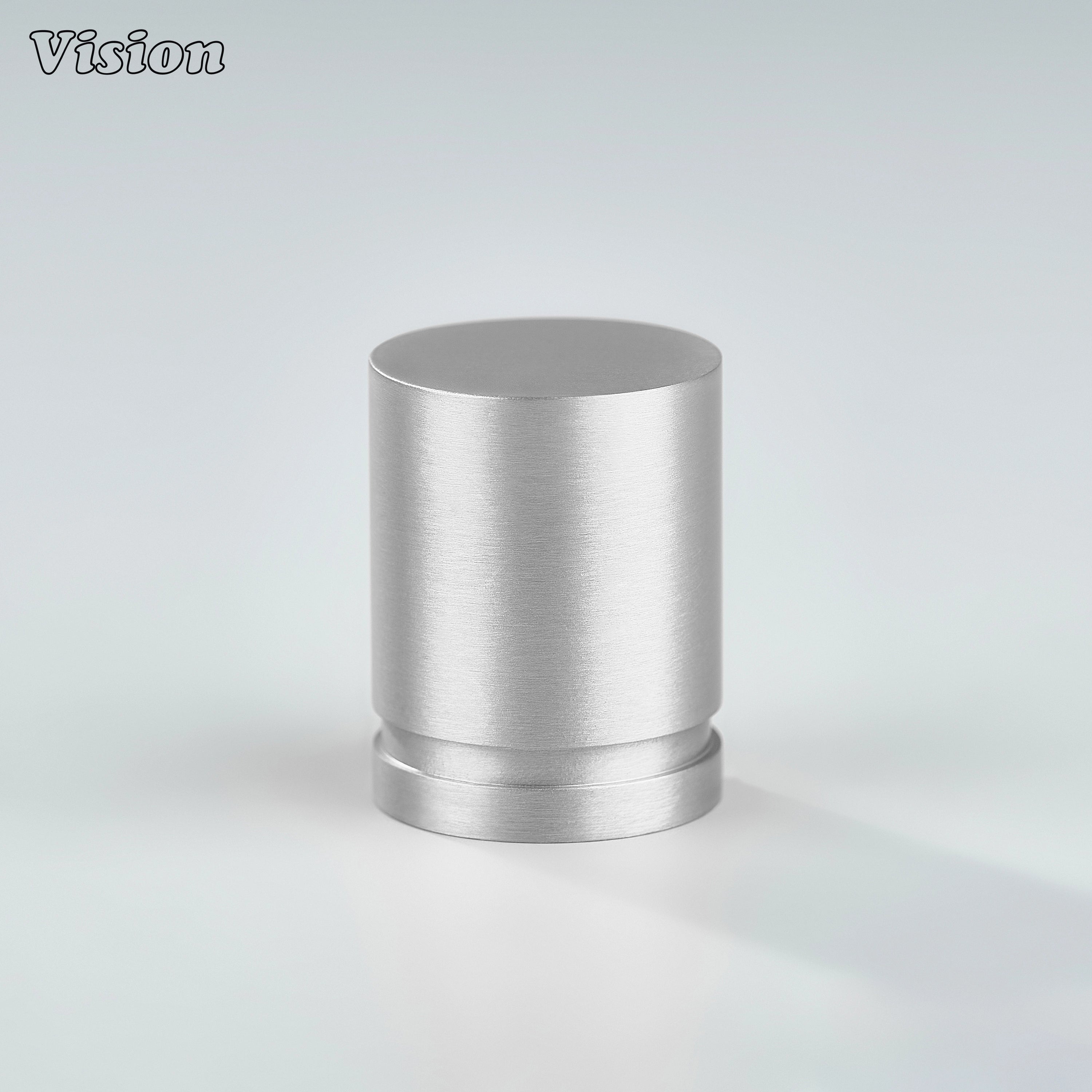 Silver solid brass round cabinet knob with flat top for wardrobes