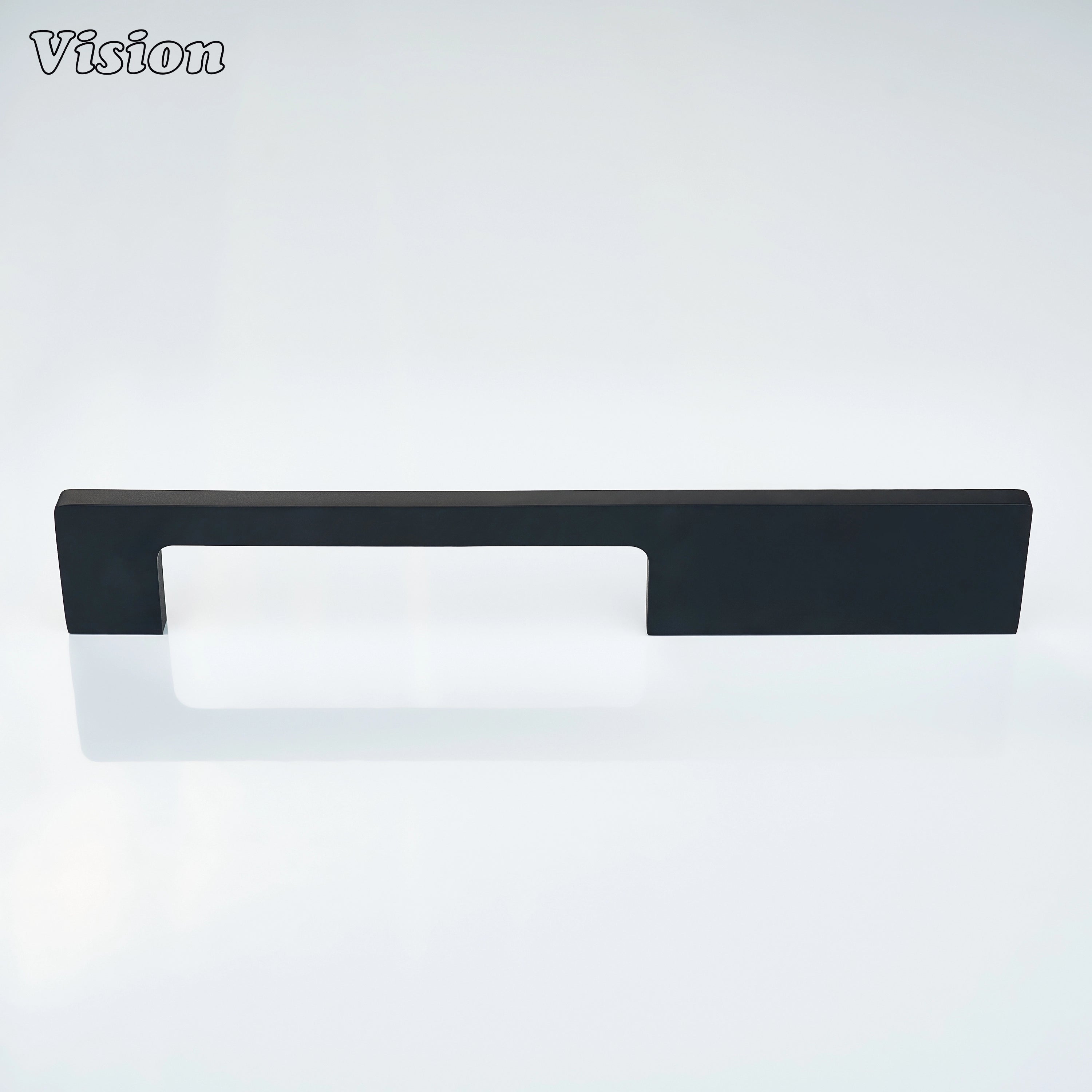 Slim Black bar cabinet handle installed on kitchen drawers