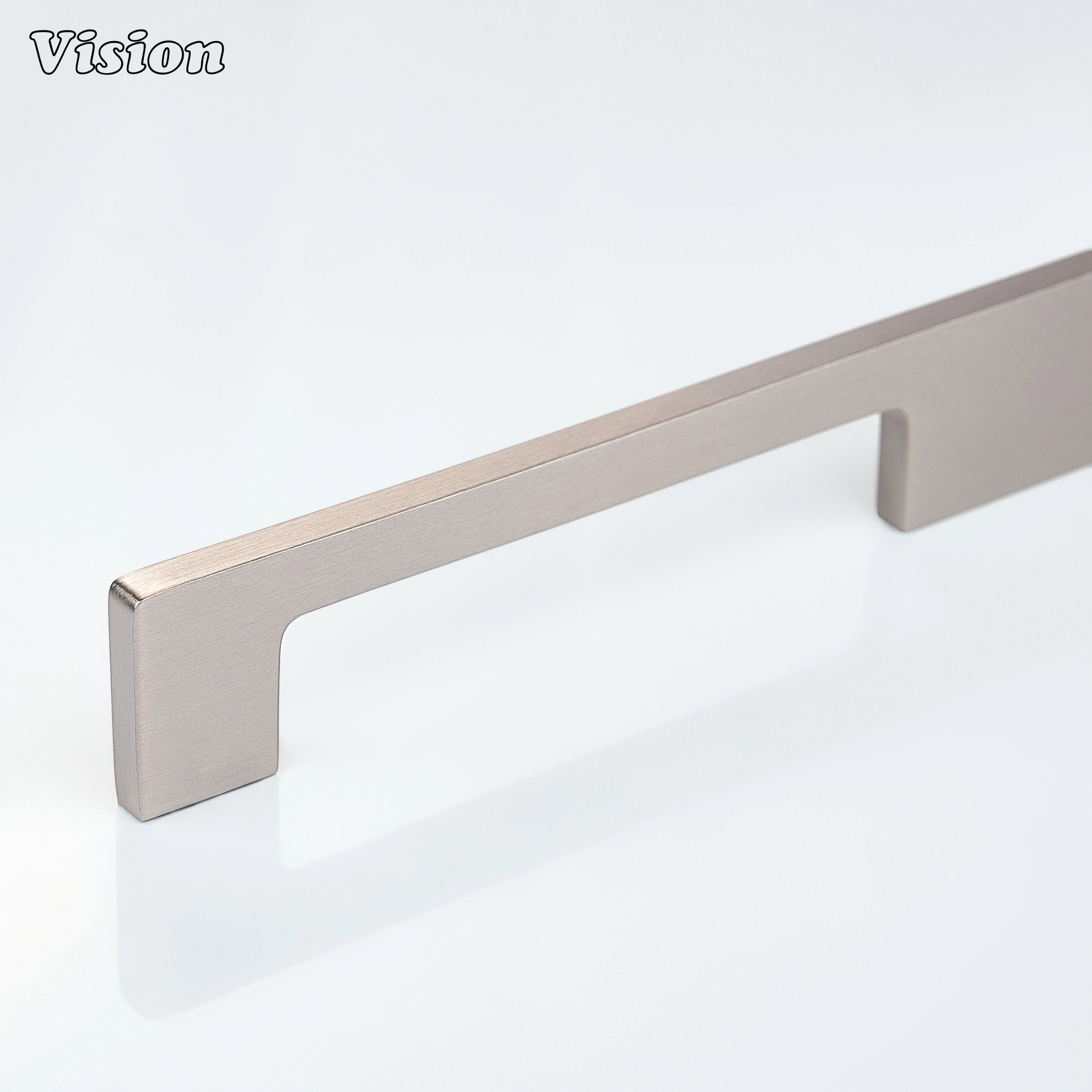Silver cabinet handle with plain slim bar profile for kitchen cabinets
