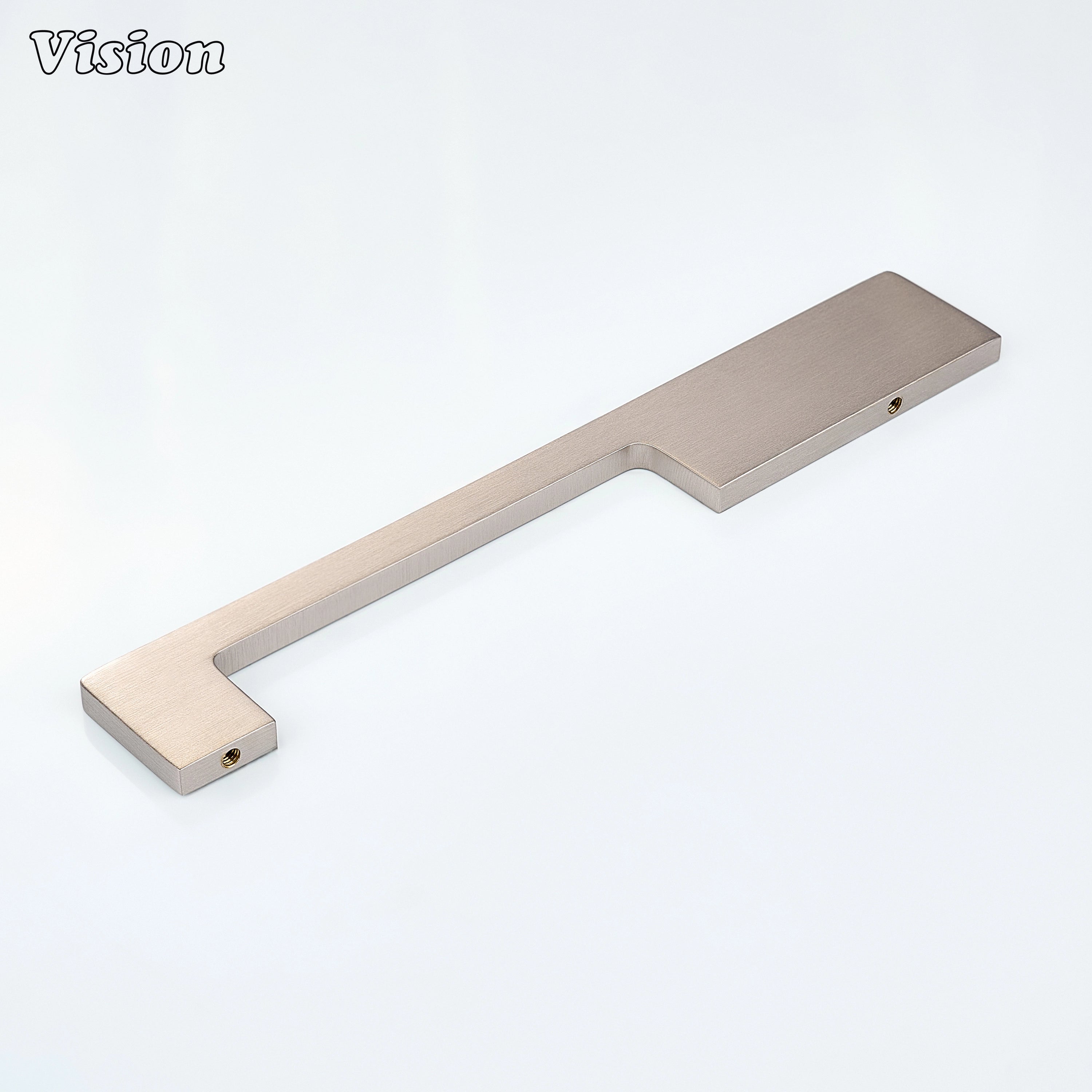 Silver cabinet handle showing plain slim profile for wardrobes