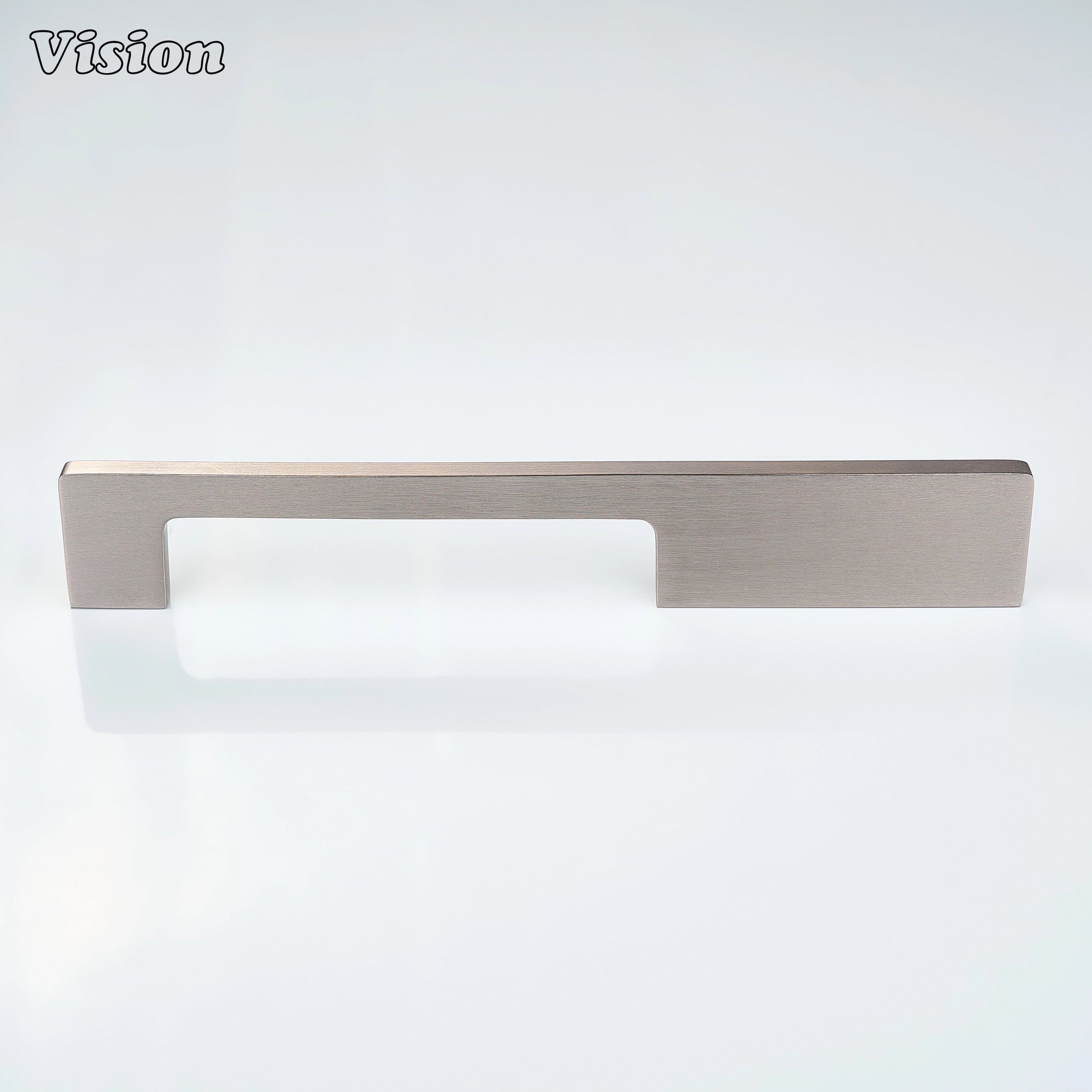 Slim Silver bar cabinet handle installed on kitchen drawers